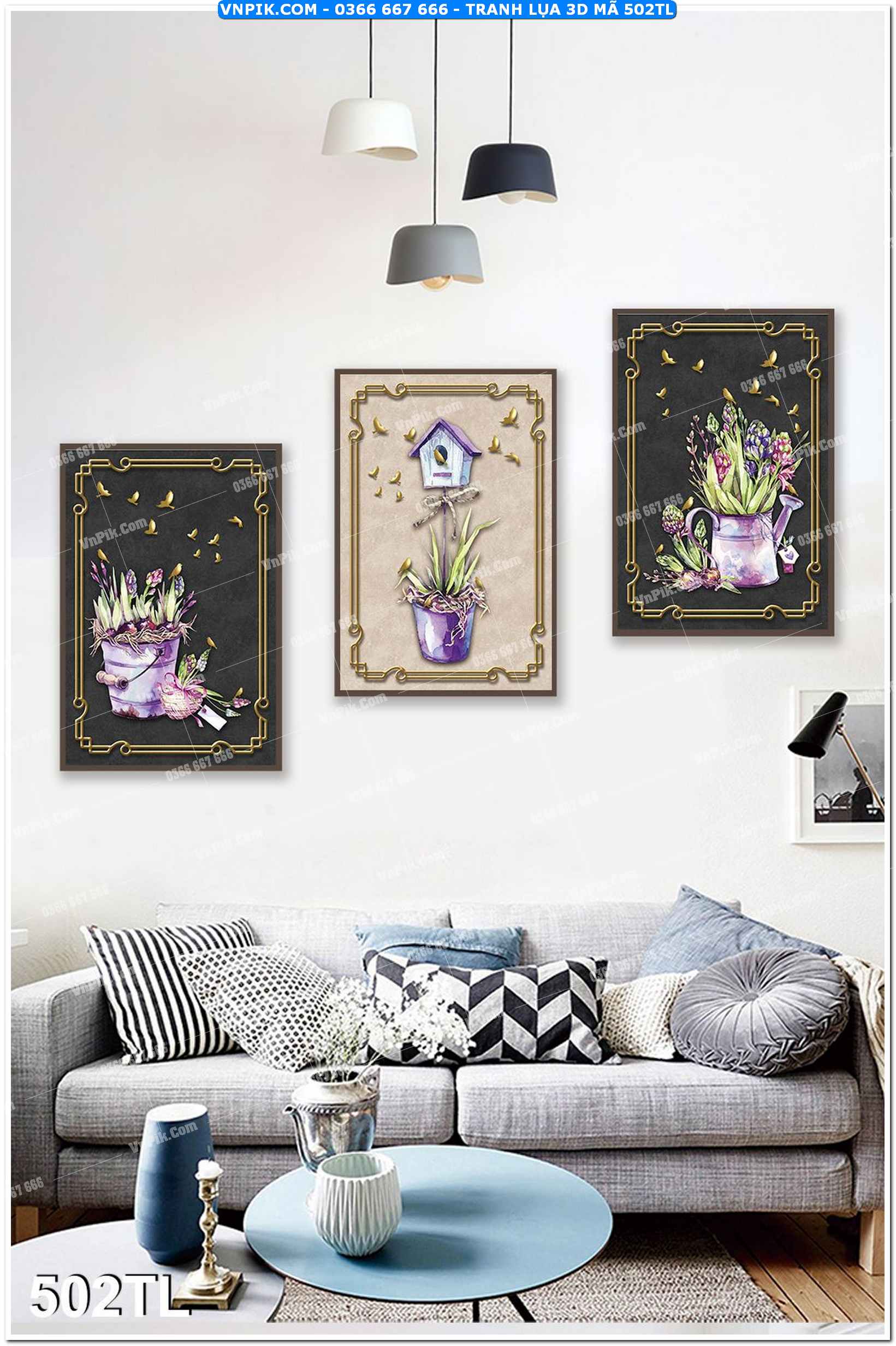 Tranh lụa 3D – Tranh trang trí dán tường 502TL