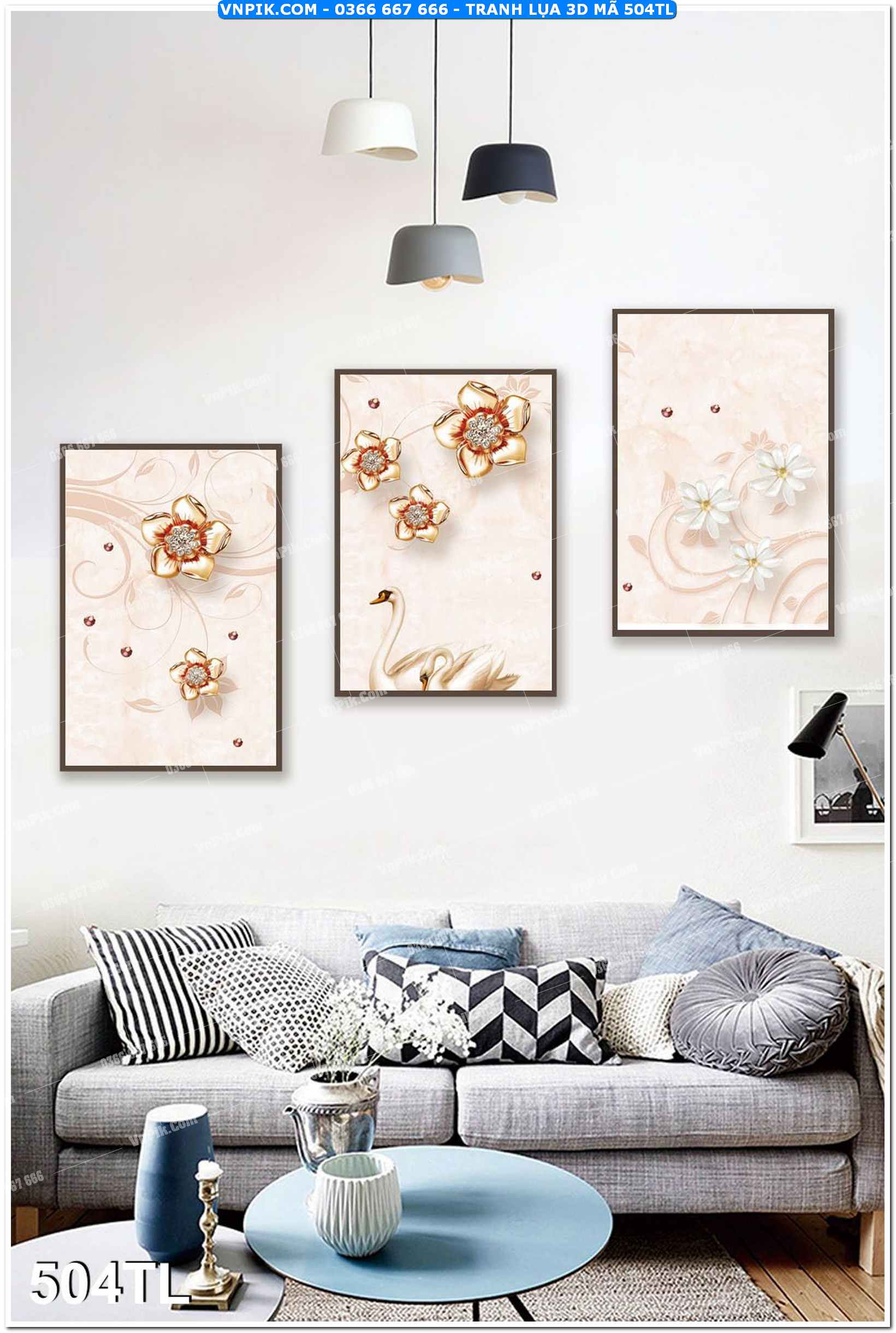 Tranh lụa 3D – Tranh trang trí dán tường 504TL