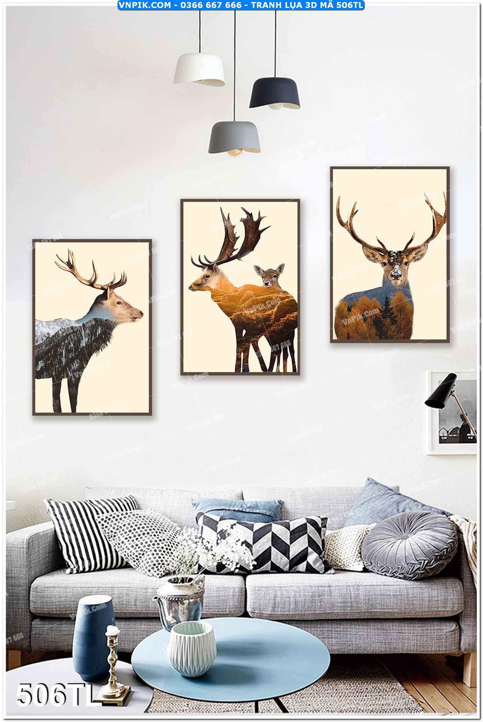 Tranh lụa 3D – Tranh trang trí dán tường 506TL