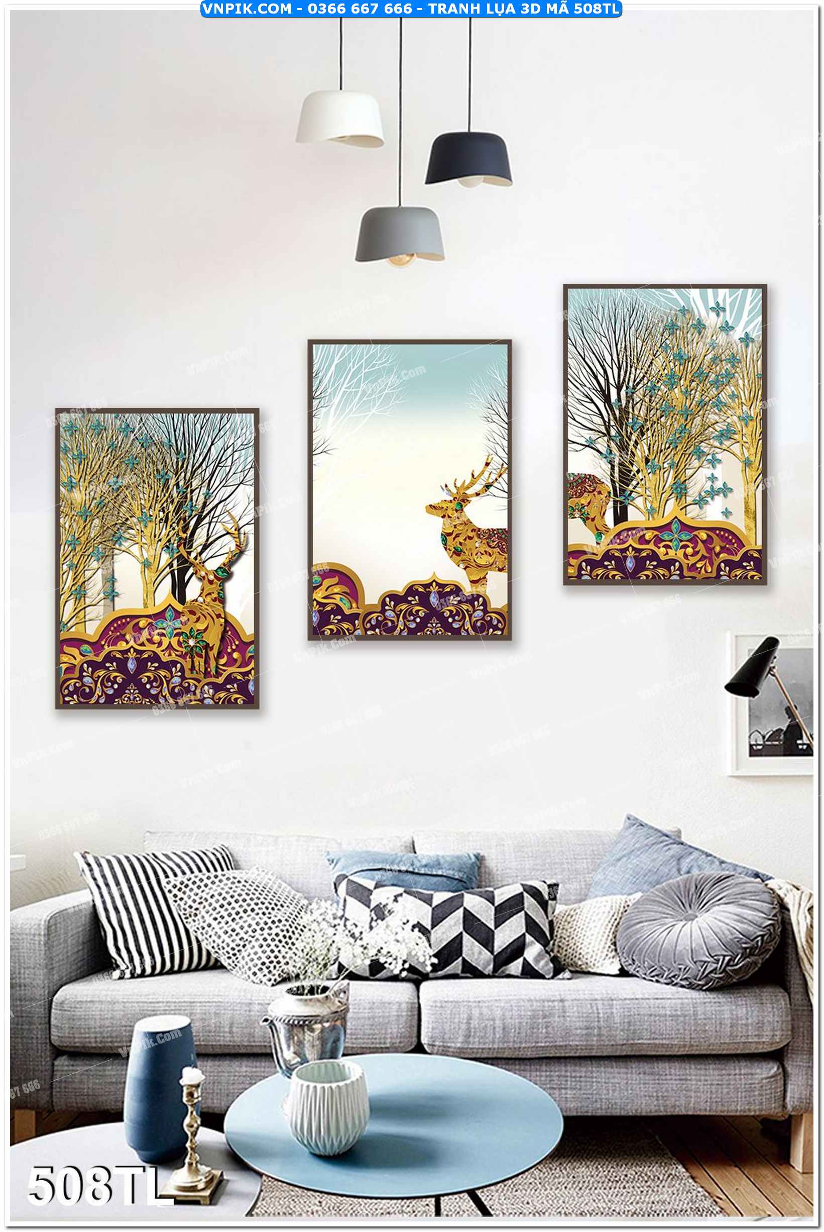 Tranh lụa 3D – Tranh trang trí dán tường 508TL