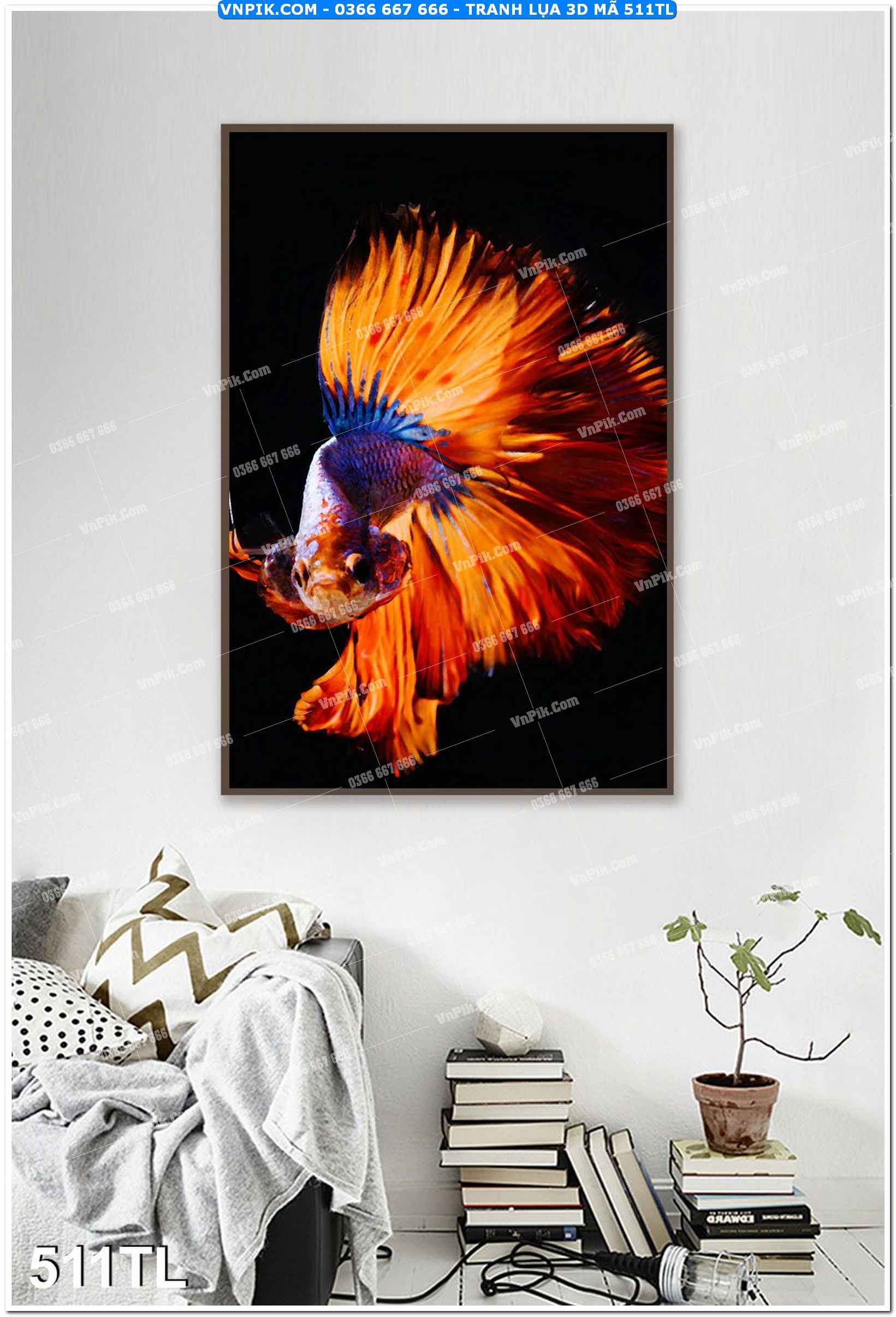 Tranh lụa 3D – Tranh trang trí dán tường 511TL