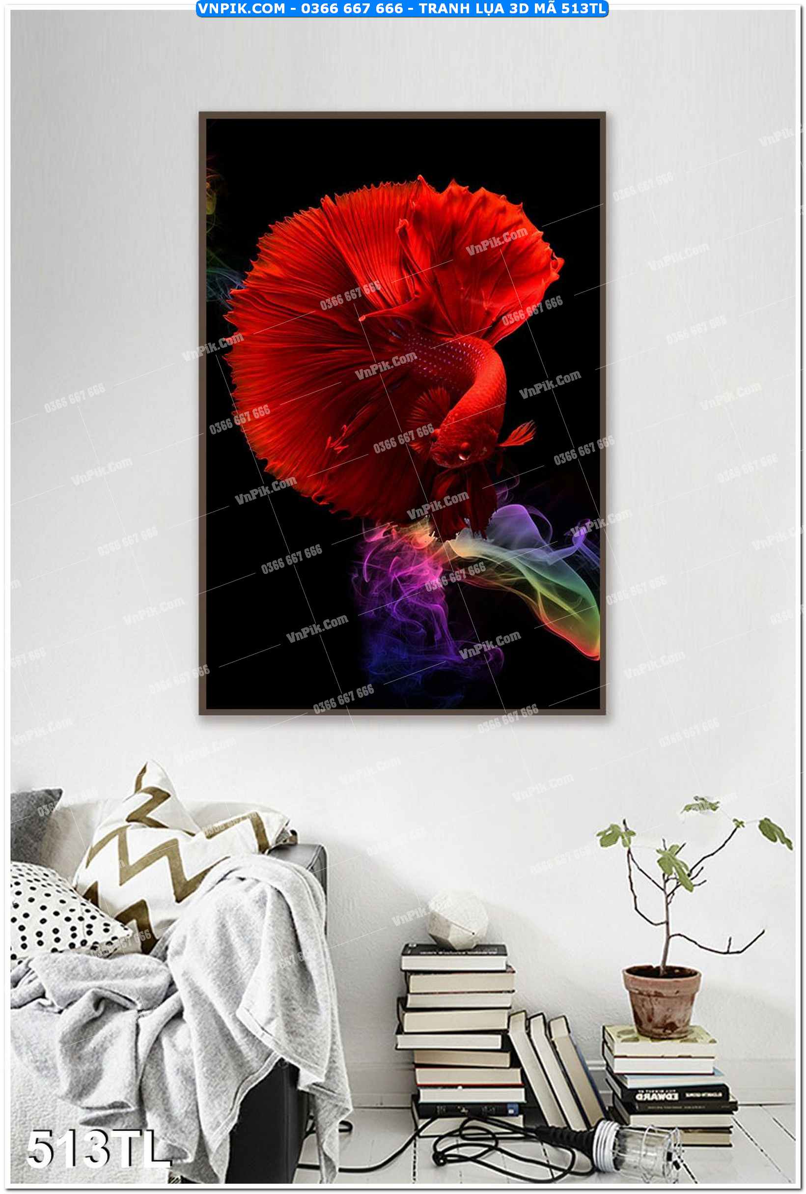 Tranh lụa 3D – Tranh trang trí dán tường 513TL