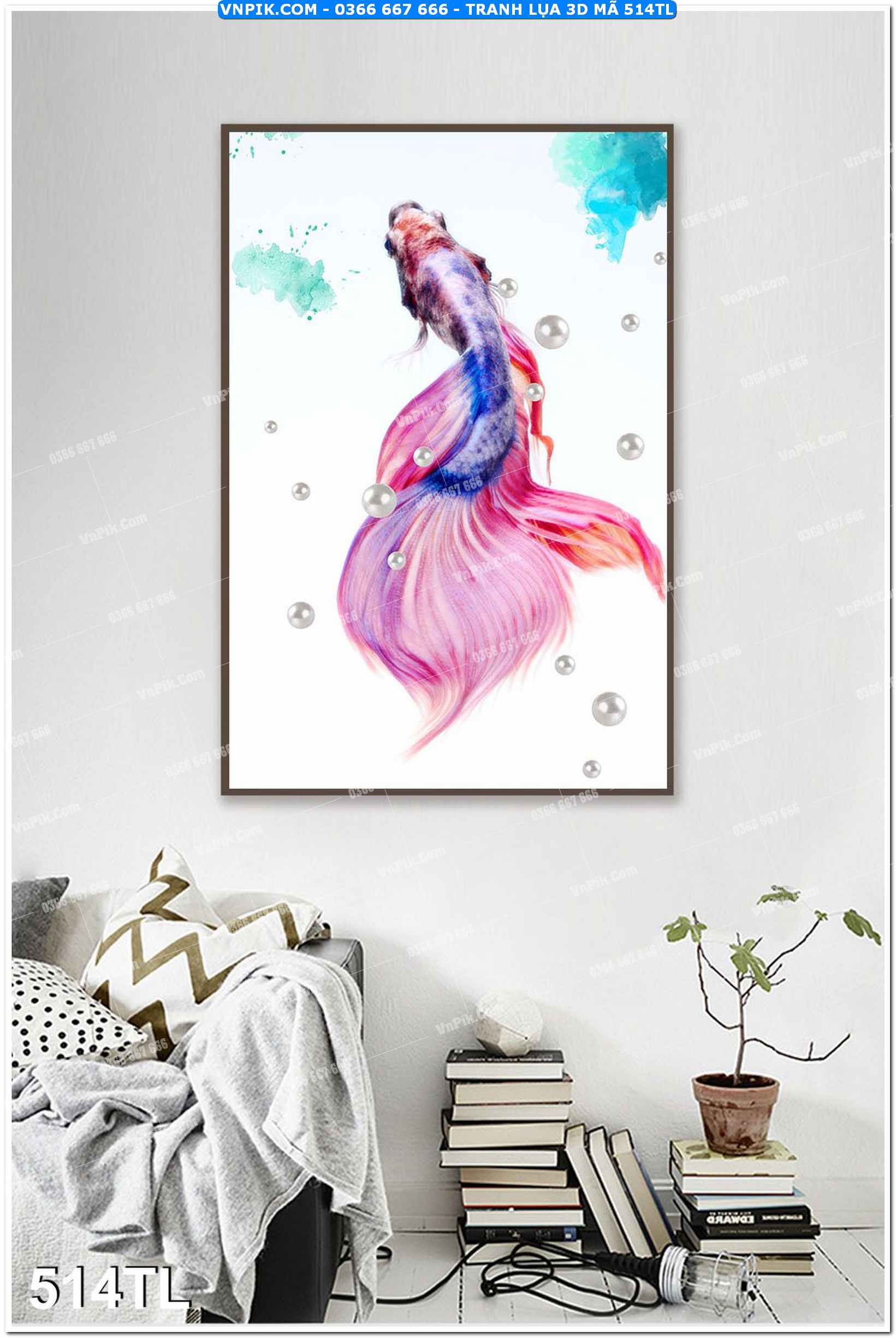 Tranh lụa 3D – Tranh trang trí dán tường 514TL