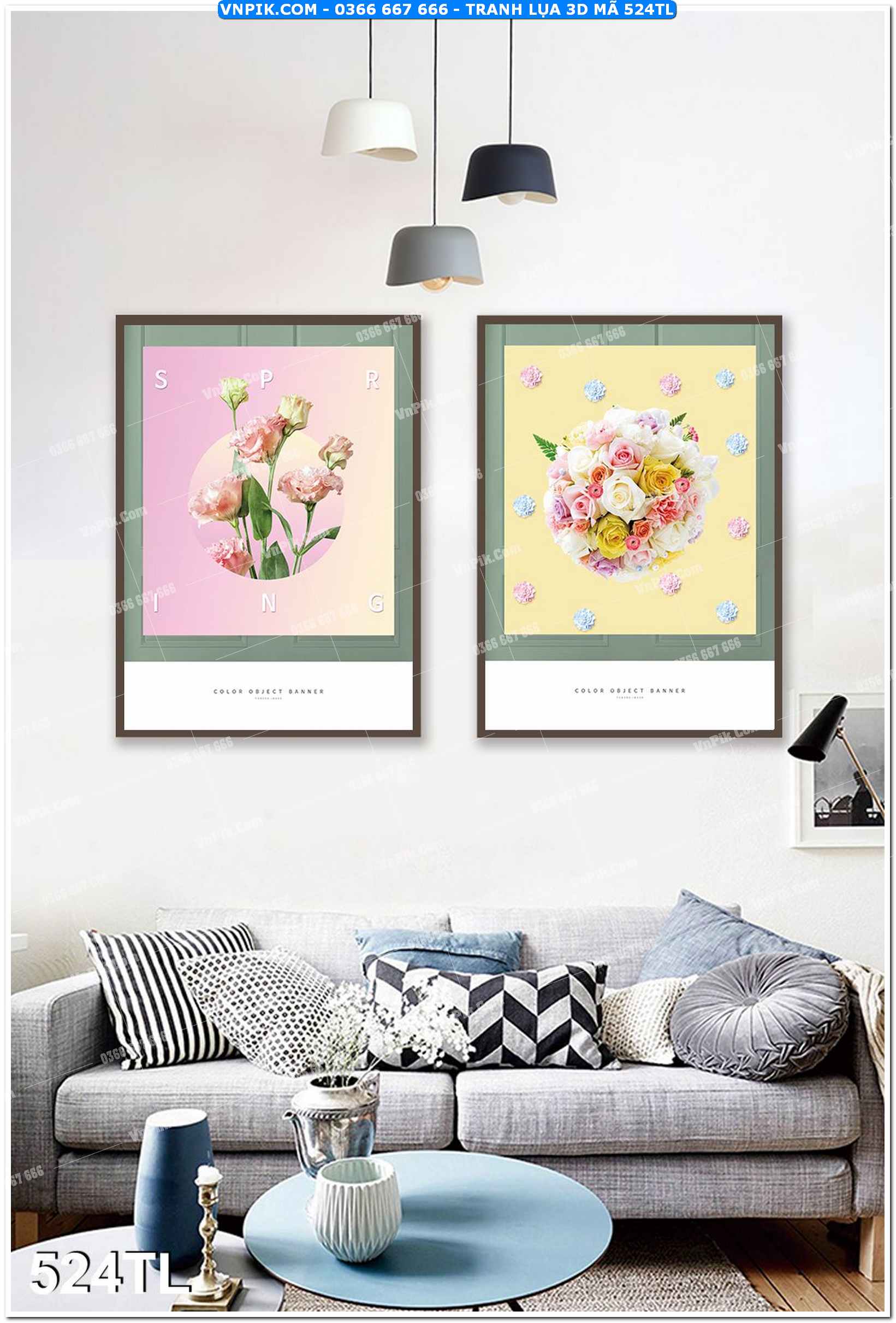 Tranh lụa 3D – Tranh trang trí dán tường 524TL