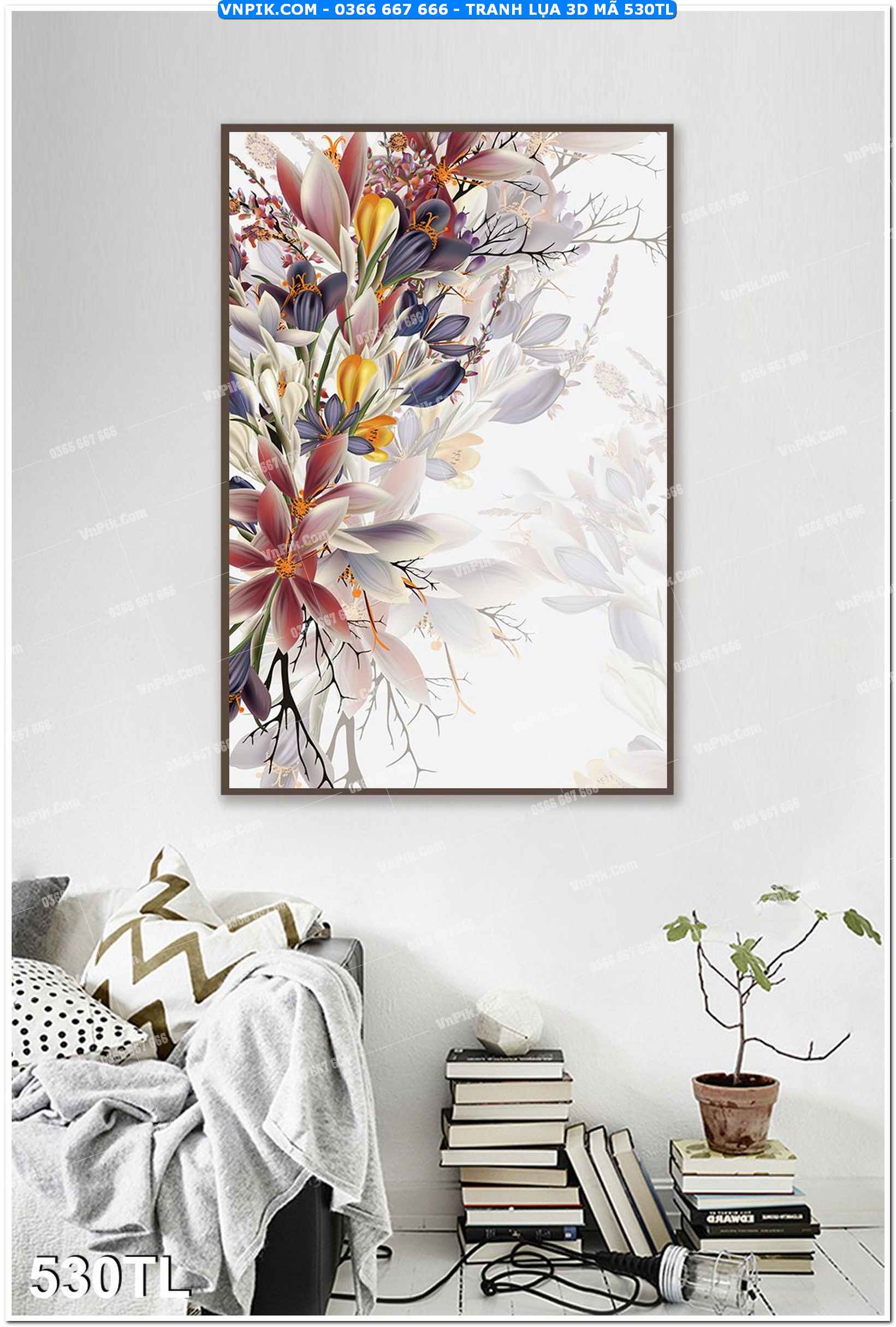 Tranh lụa 3D – Tranh trang trí dán tường 530TL