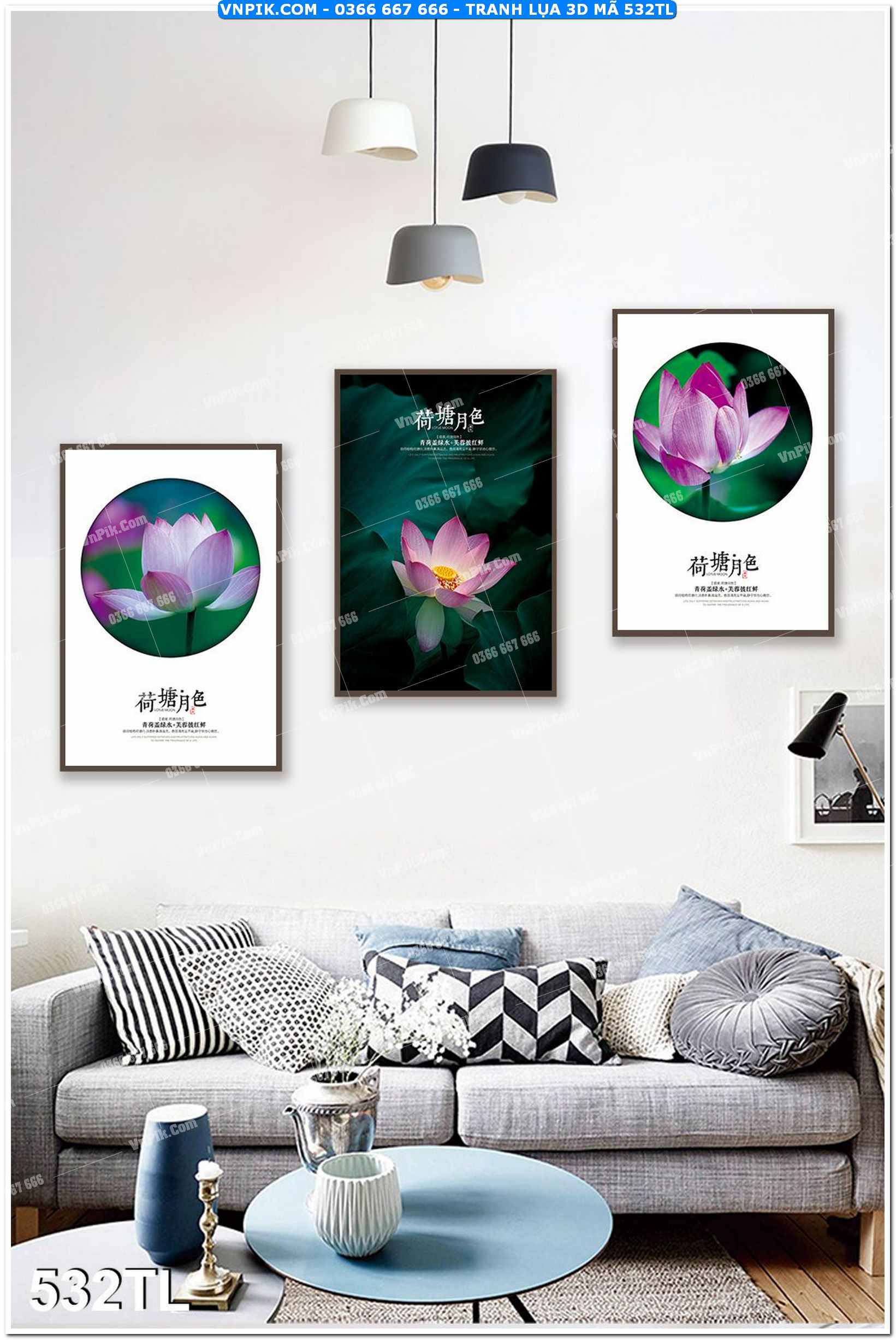 Tranh lụa 3D – Tranh trang trí dán tường 532TL