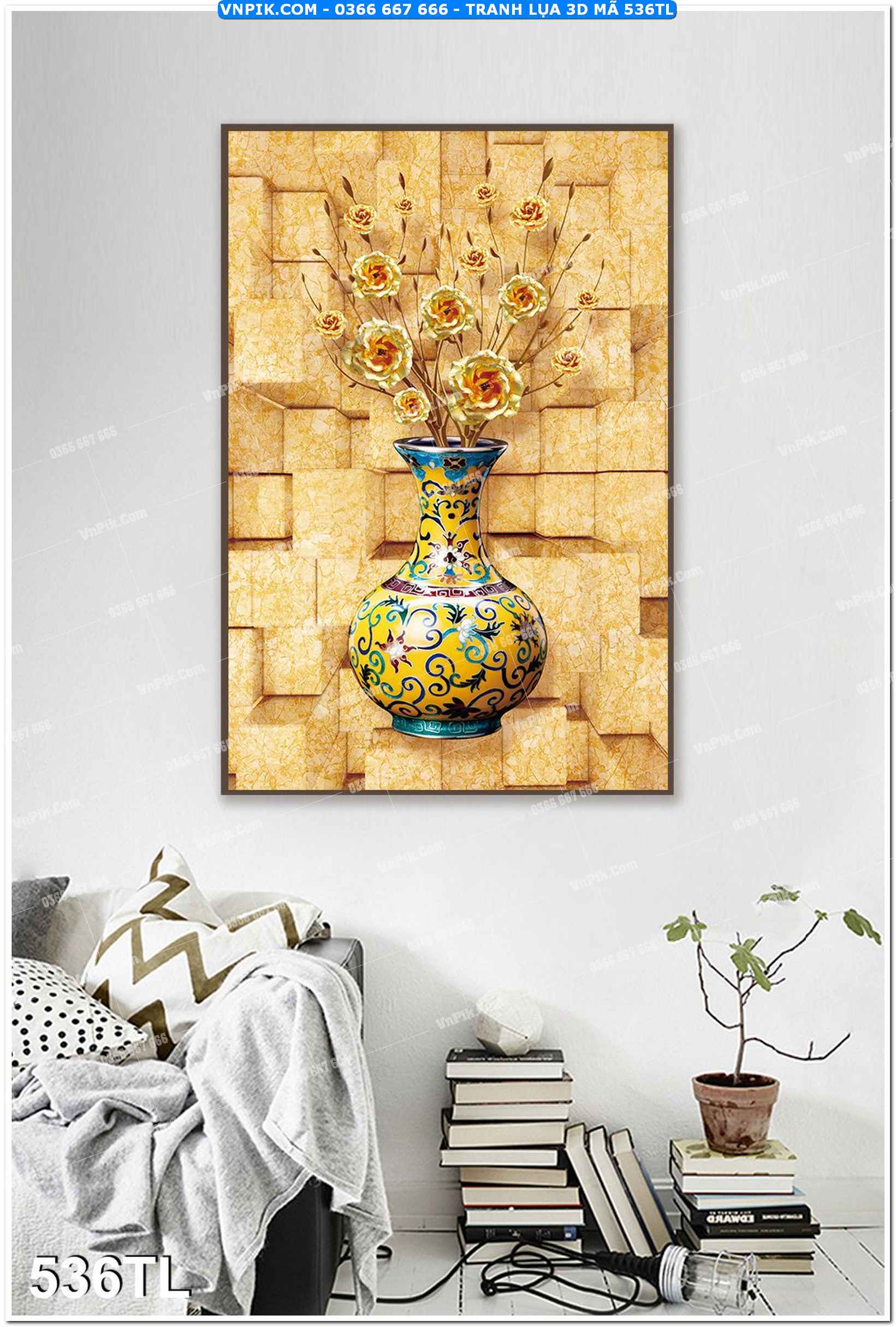 Tranh lụa 3D – Tranh trang trí dán tường 536TL