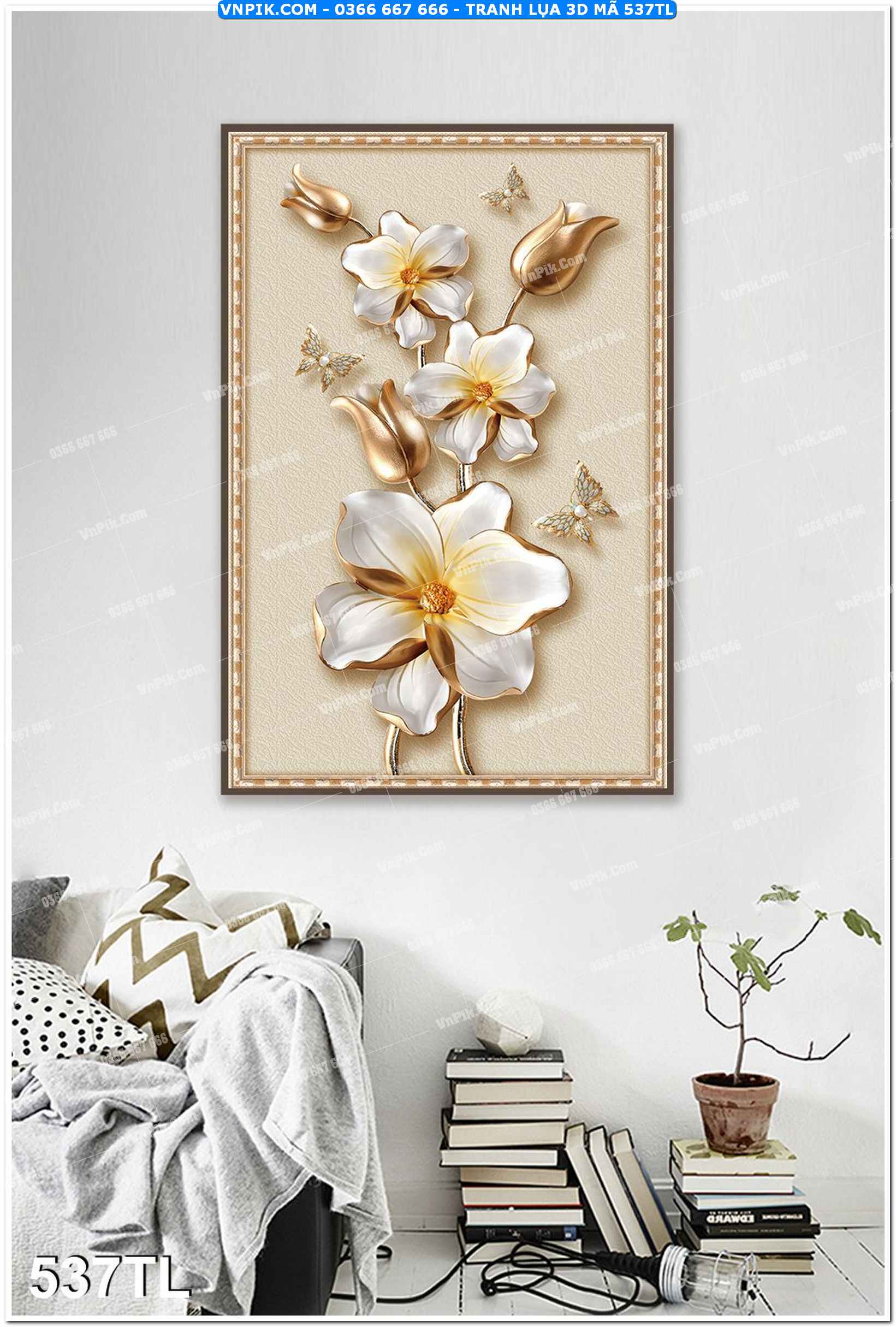 Tranh lụa 3D – Tranh trang trí dán tường 537TL