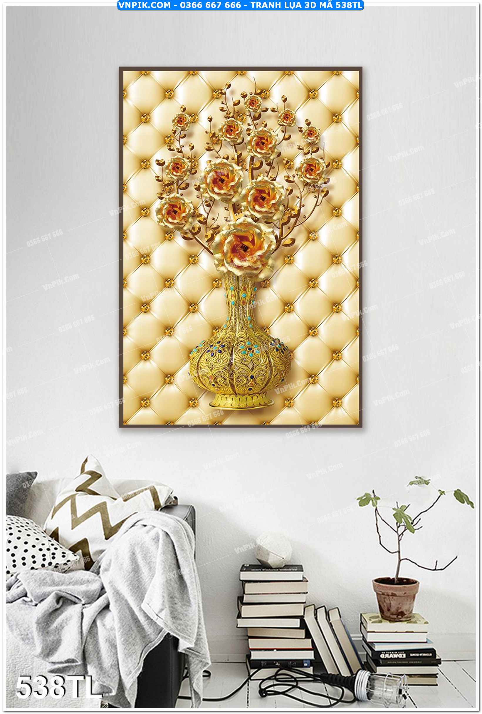 Tranh lụa 3D – Tranh trang trí dán tường 538TL