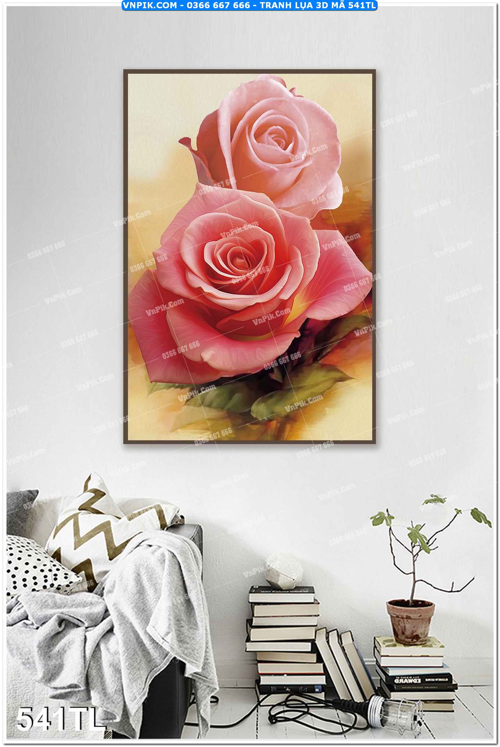 Tranh lụa 3D – Tranh trang trí dán tường 541TL