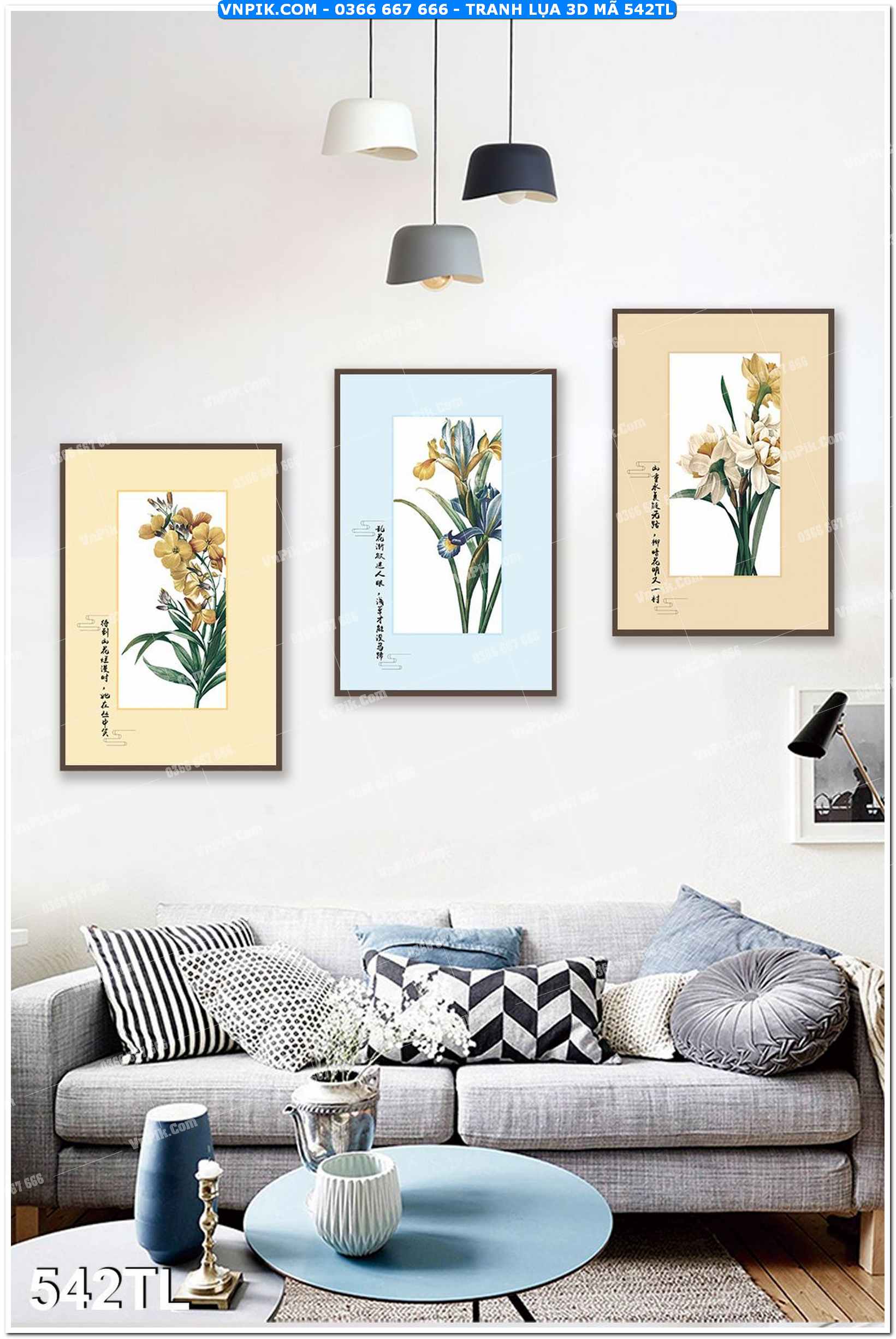 Tranh lụa 3D – Tranh trang trí dán tường 542TL