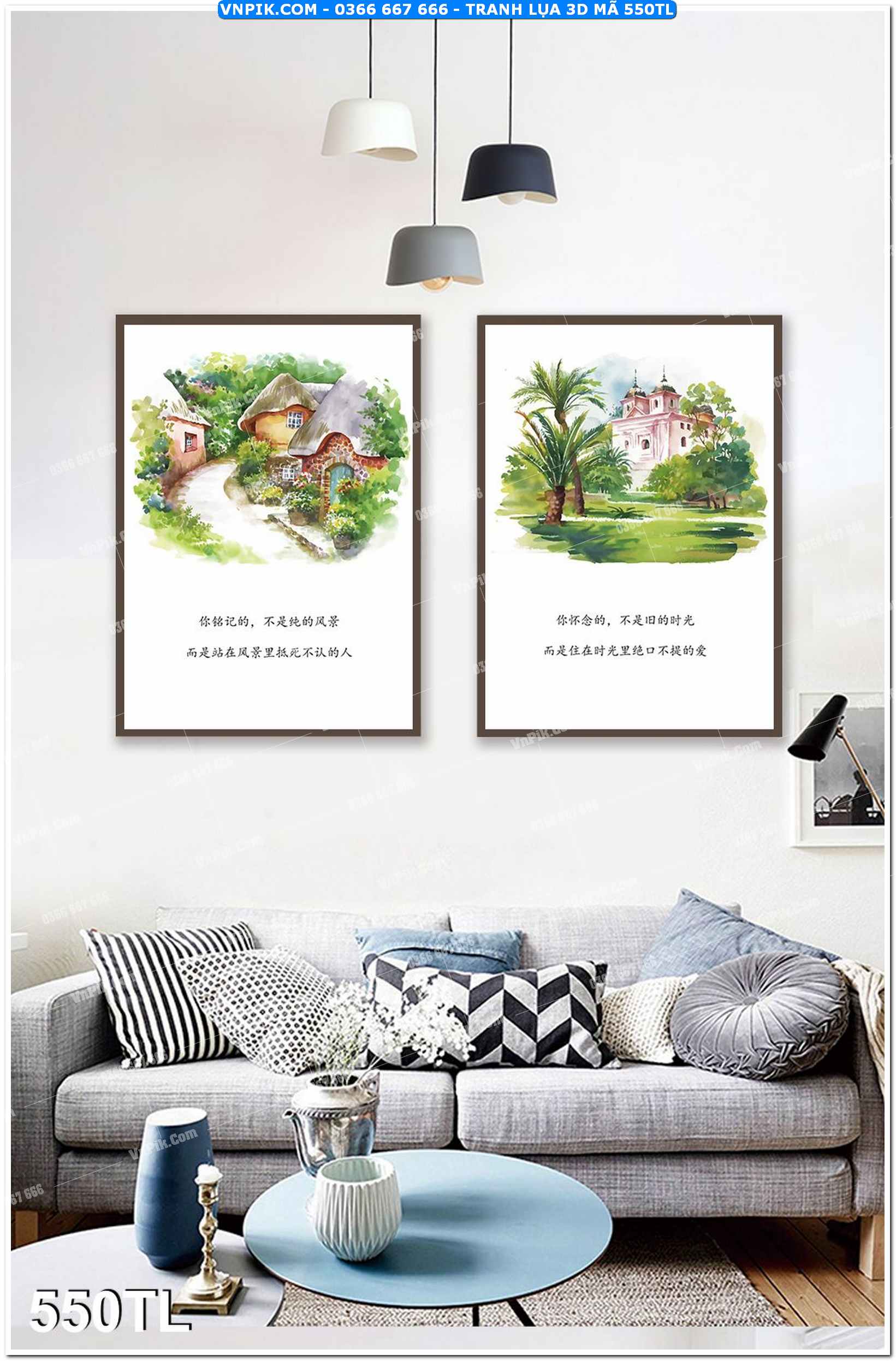 Tranh lụa 3D – Tranh trang trí dán tường 550TL