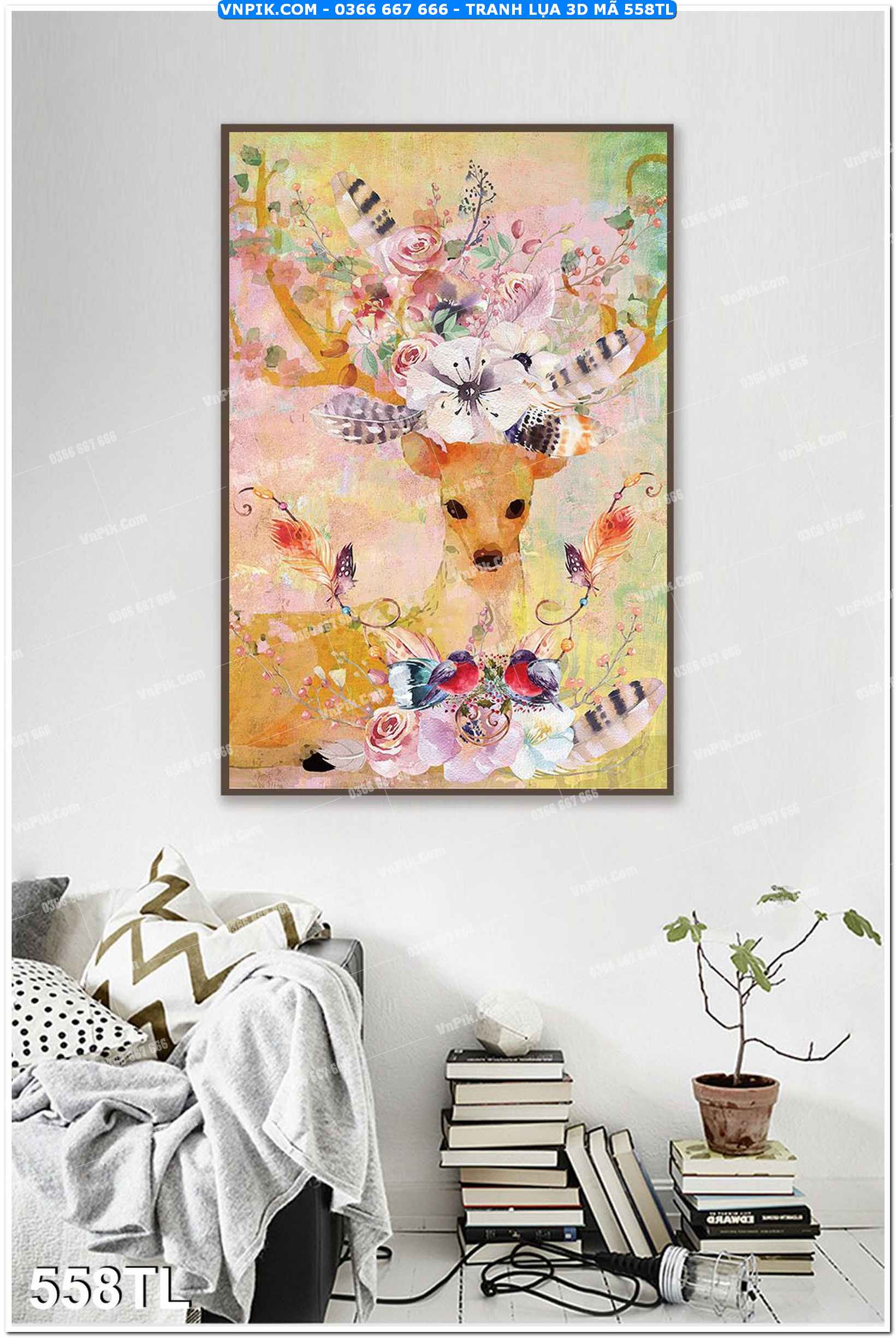 Tranh lụa 3D – Tranh trang trí dán tường 558TL