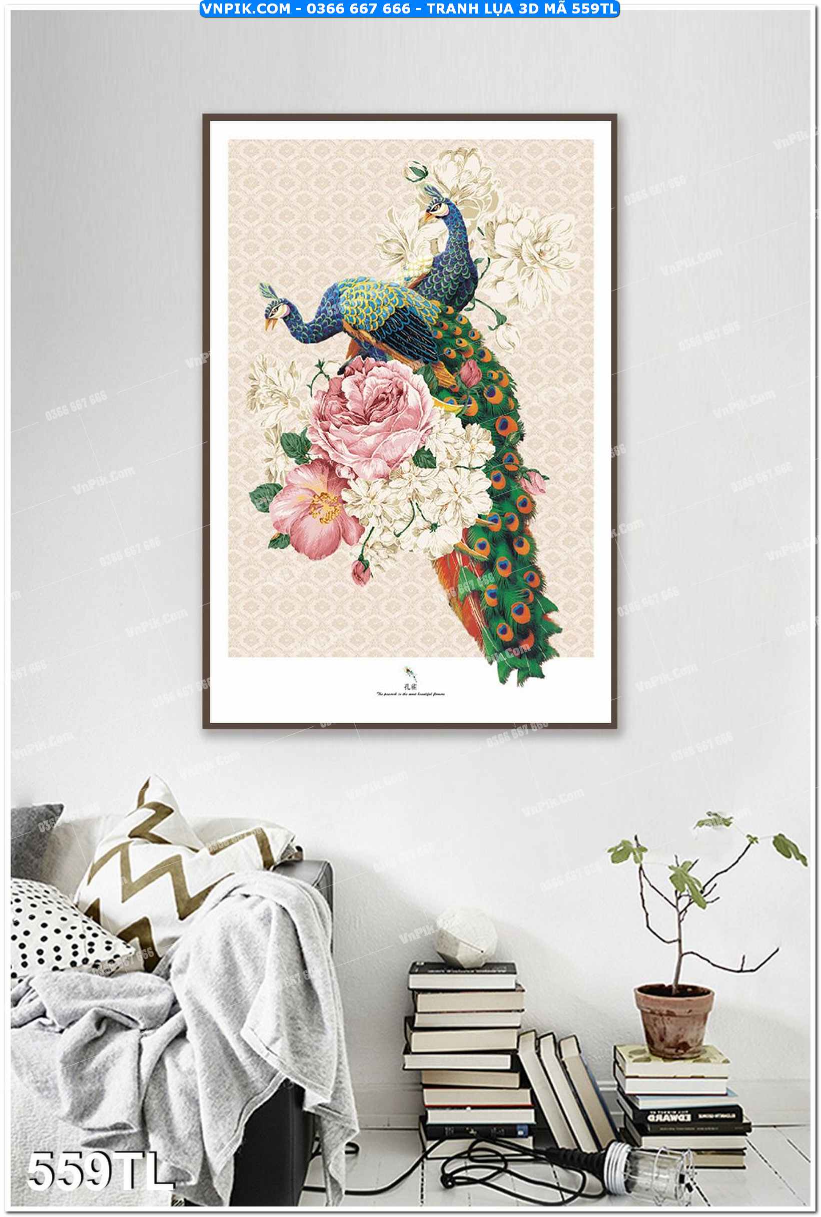 Tranh lụa 3D – Tranh trang trí dán tường 559TL