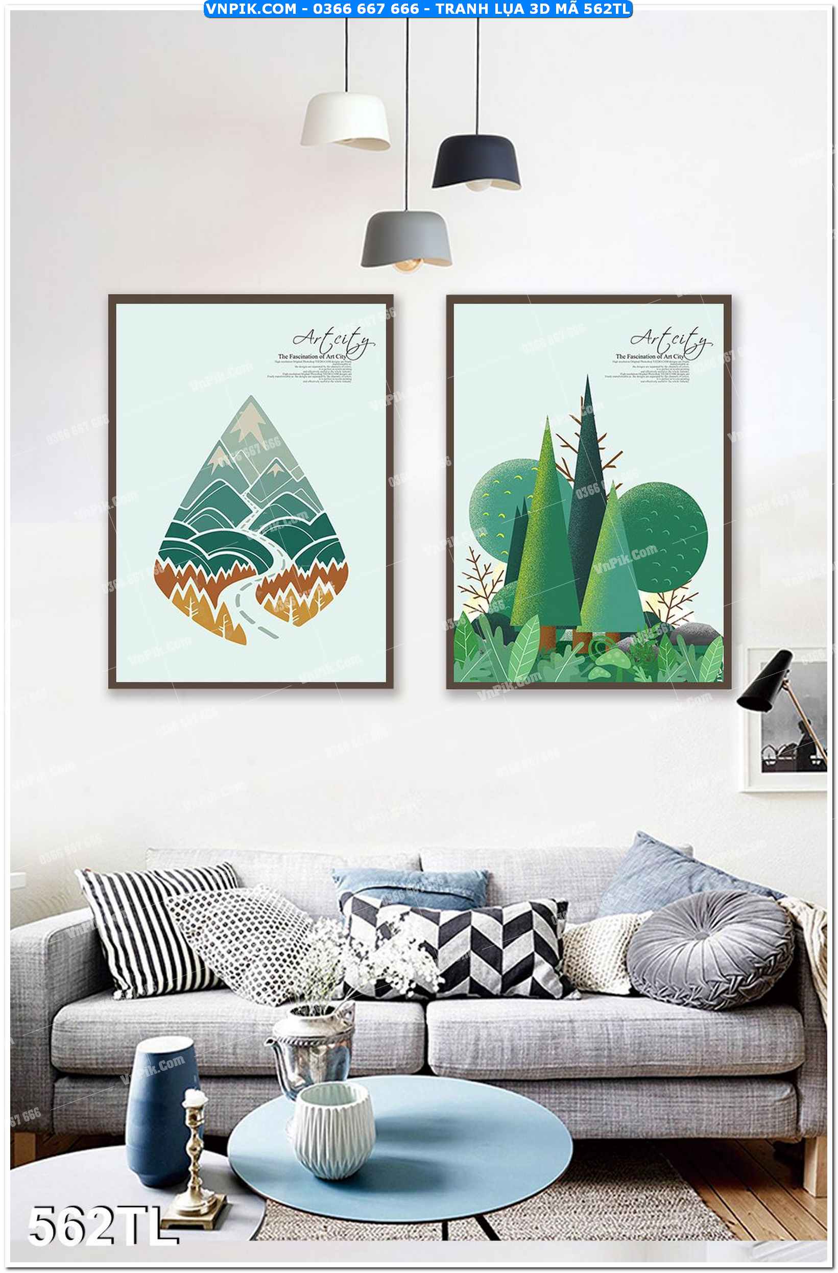 Tranh lụa 3D – Tranh trang trí dán tường 562TL