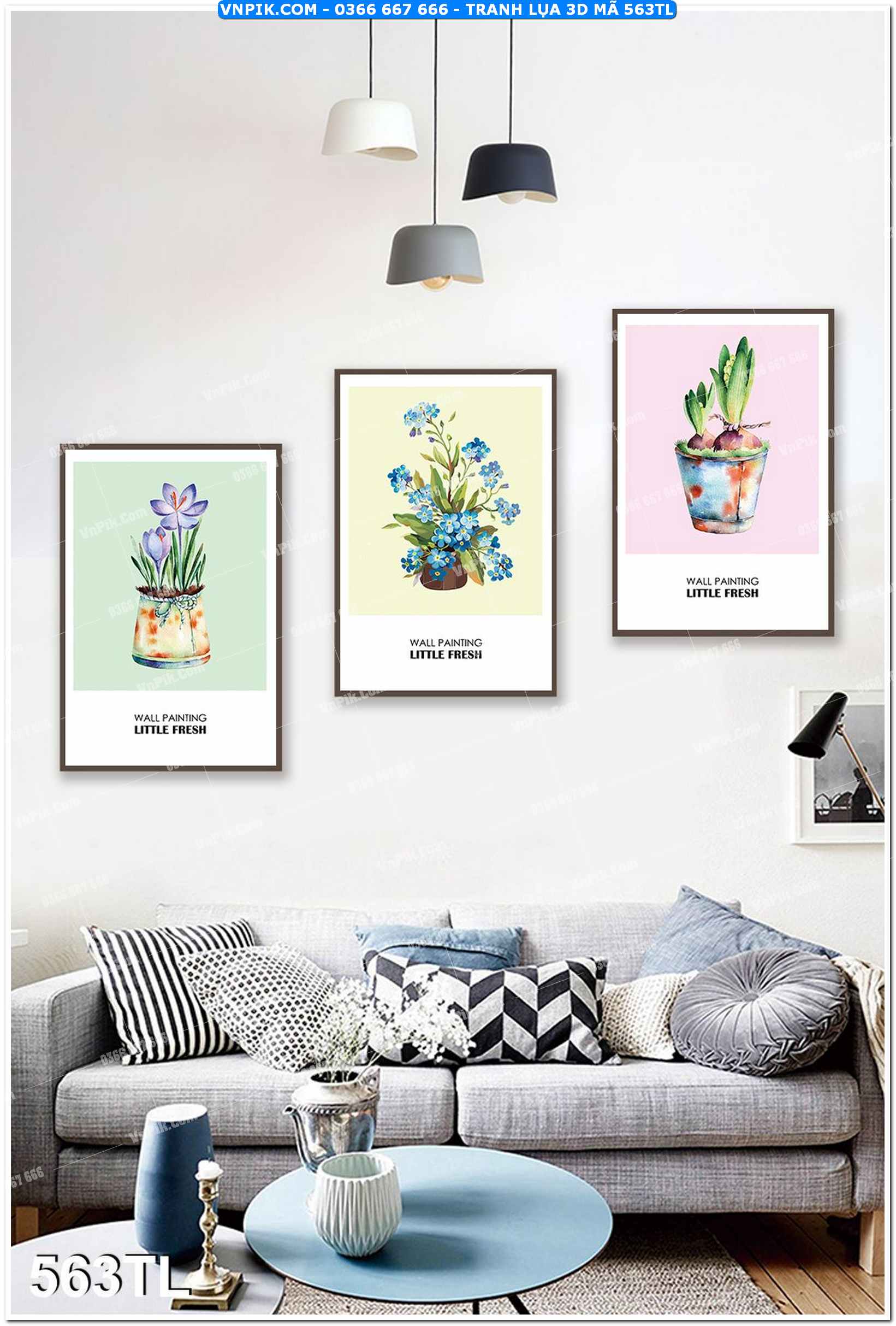 Tranh lụa 3D – Tranh trang trí dán tường 563TL