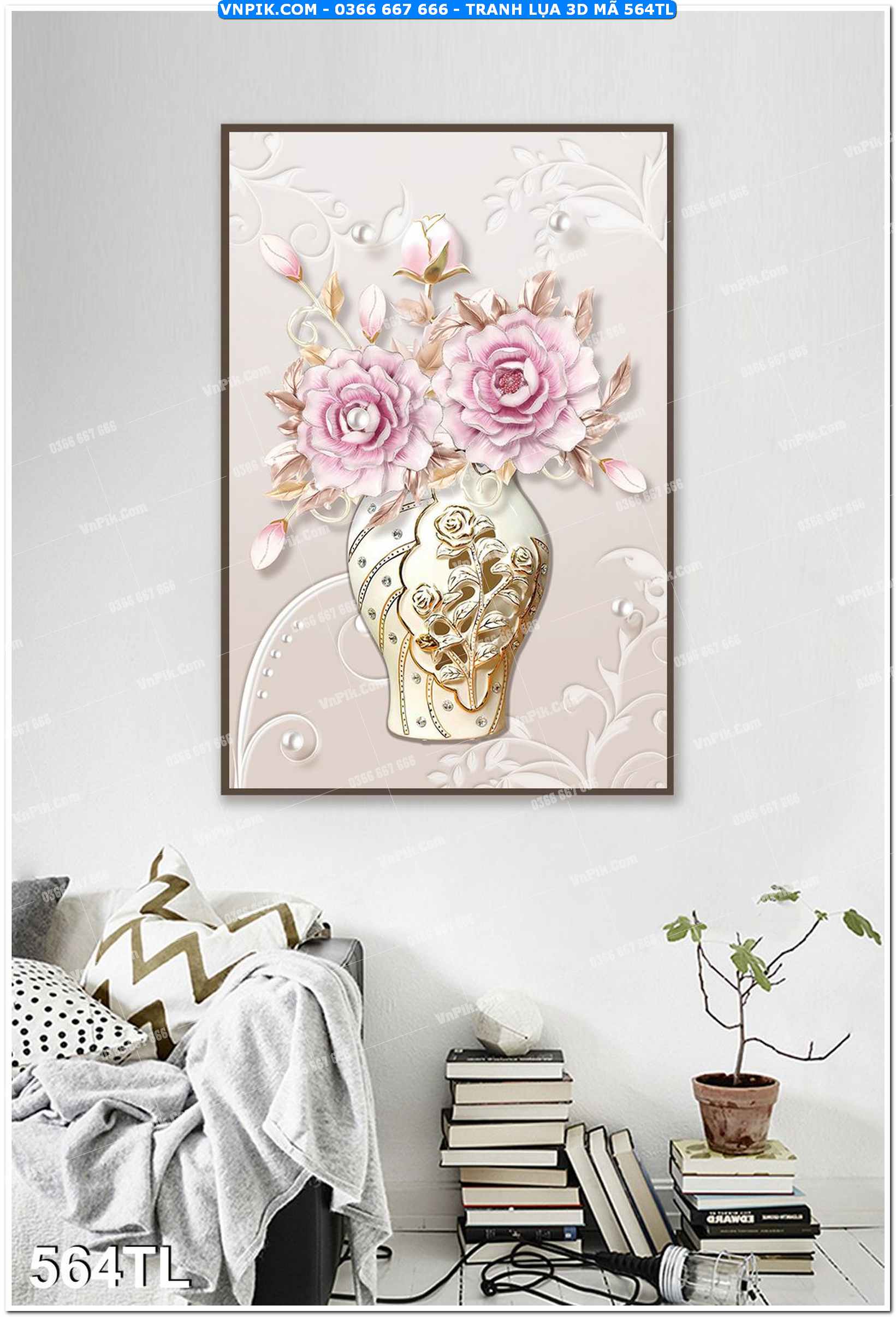 Tranh lụa 3D – Tranh trang trí dán tường 564TL