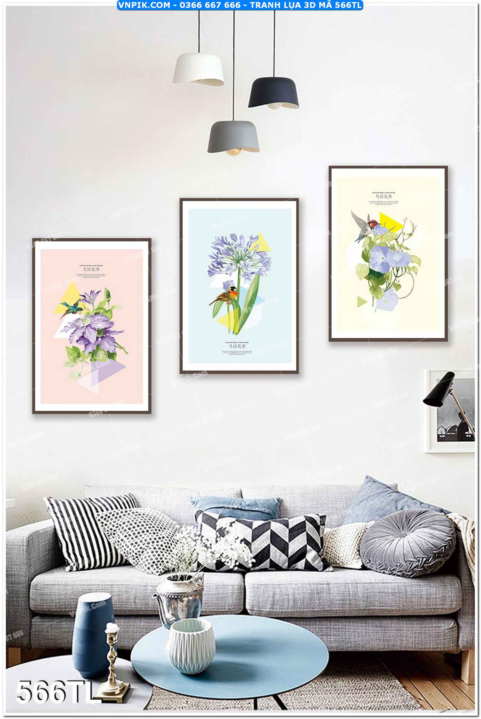 Tranh lụa 3D – Tranh trang trí dán tường 566TL