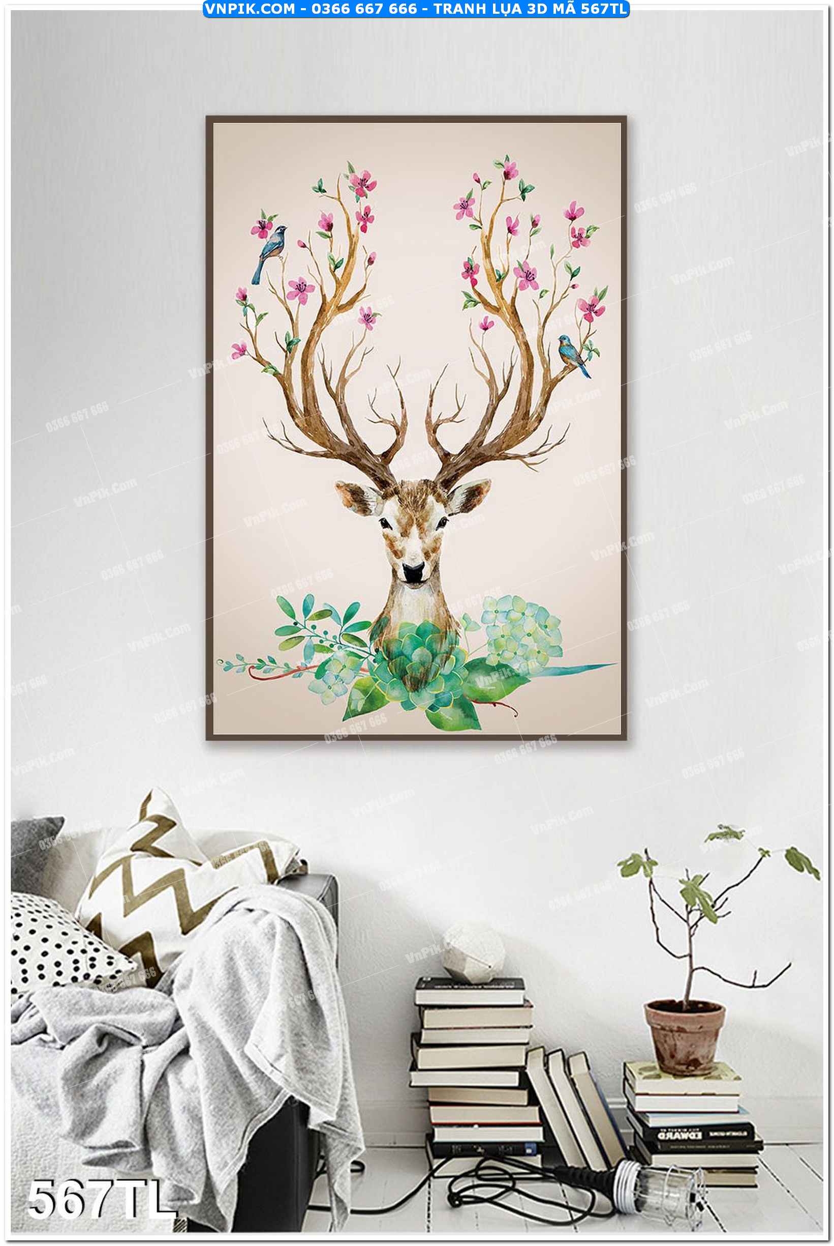 Tranh lụa 3D – Tranh trang trí dán tường 567TL
