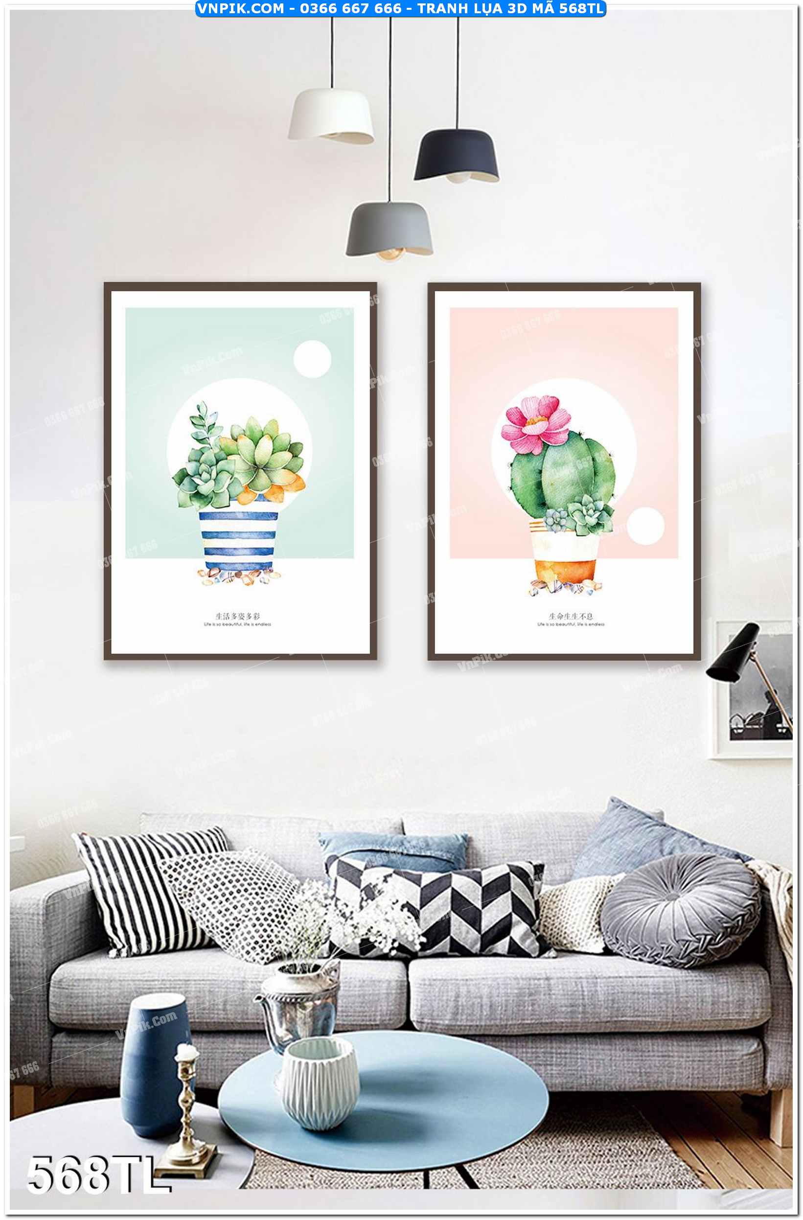 Tranh lụa 3D – Tranh trang trí dán tường 568TL