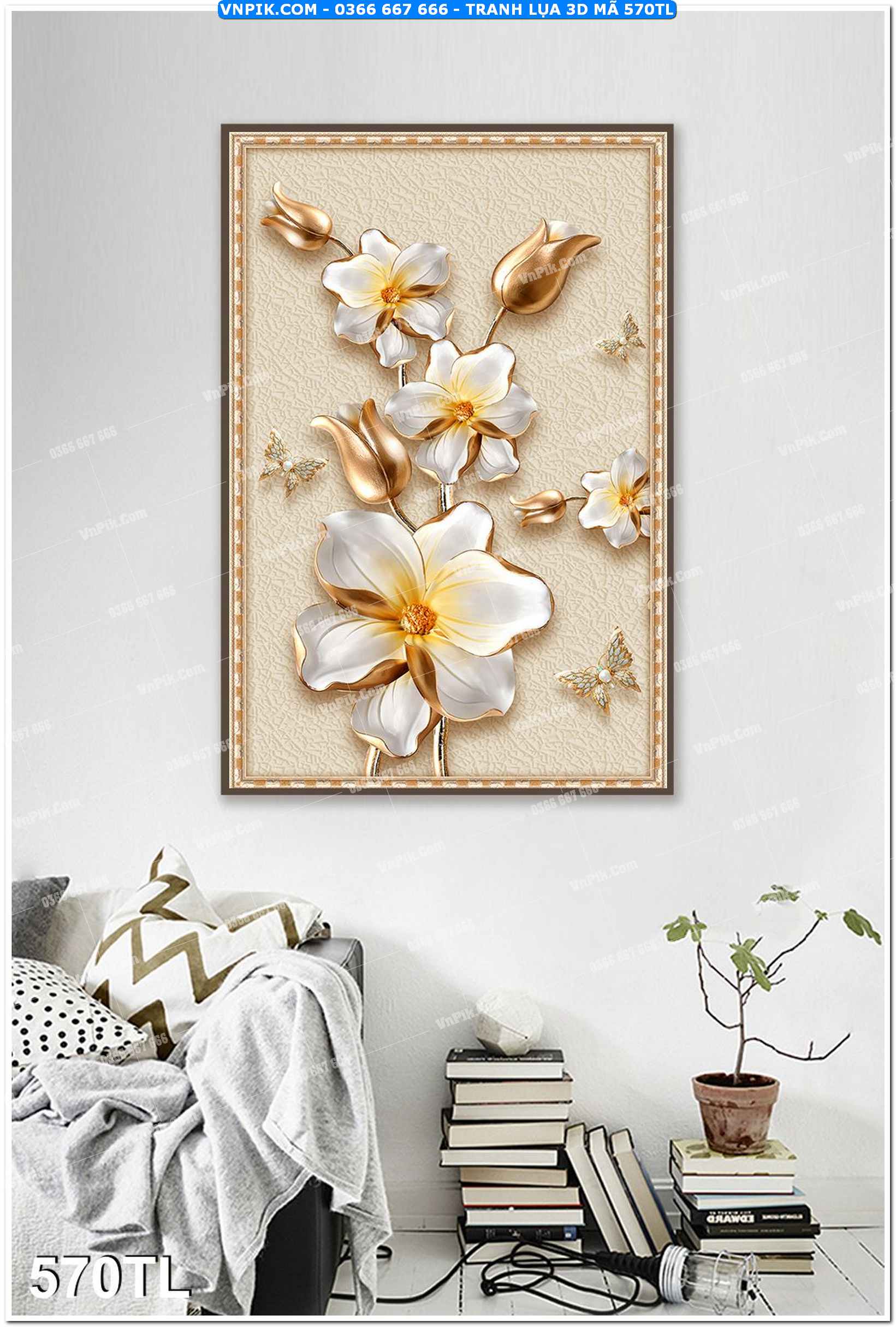 Tranh lụa 3D – Tranh trang trí dán tường 570TL