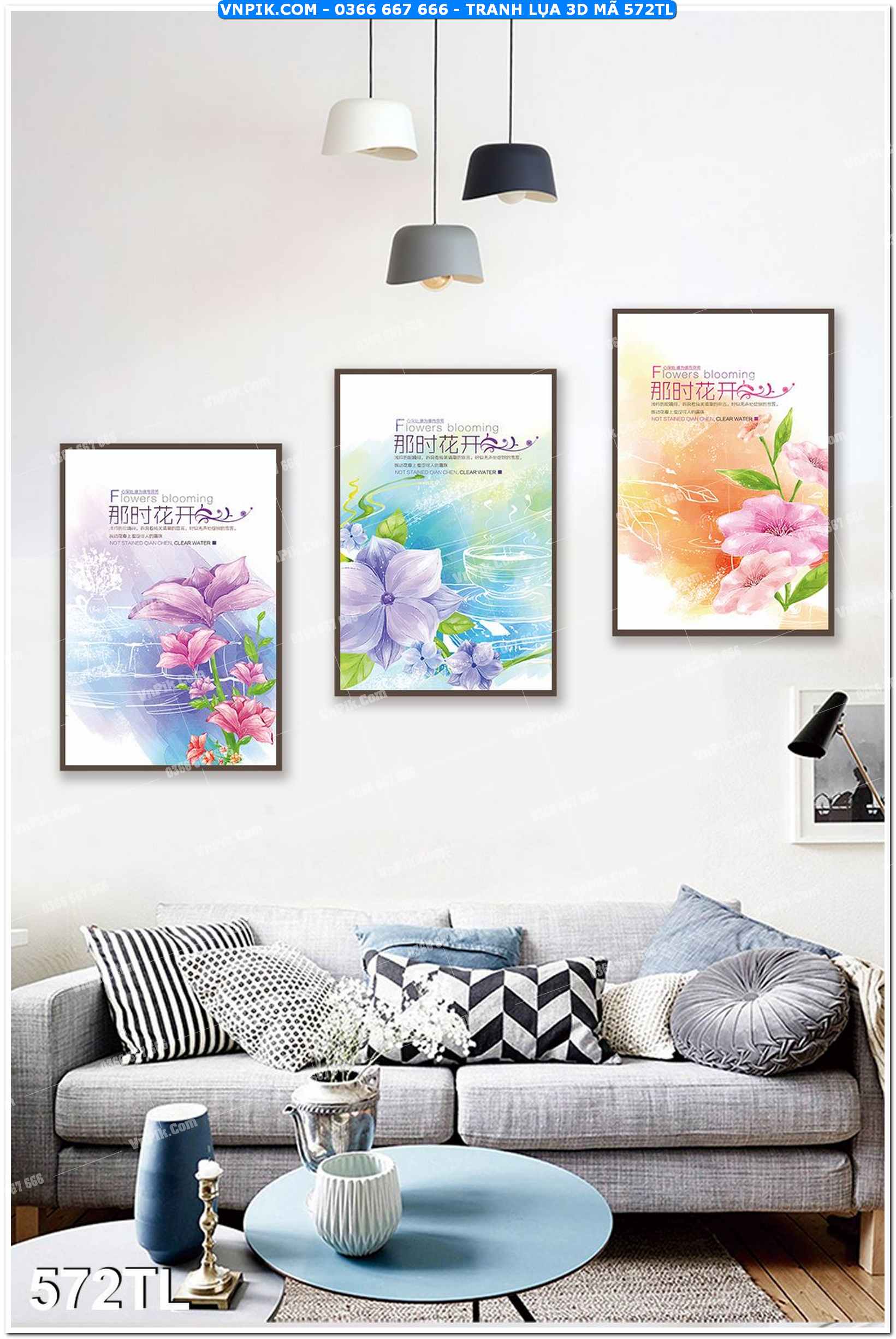 Tranh lụa 3D – Tranh trang trí dán tường 572TL
