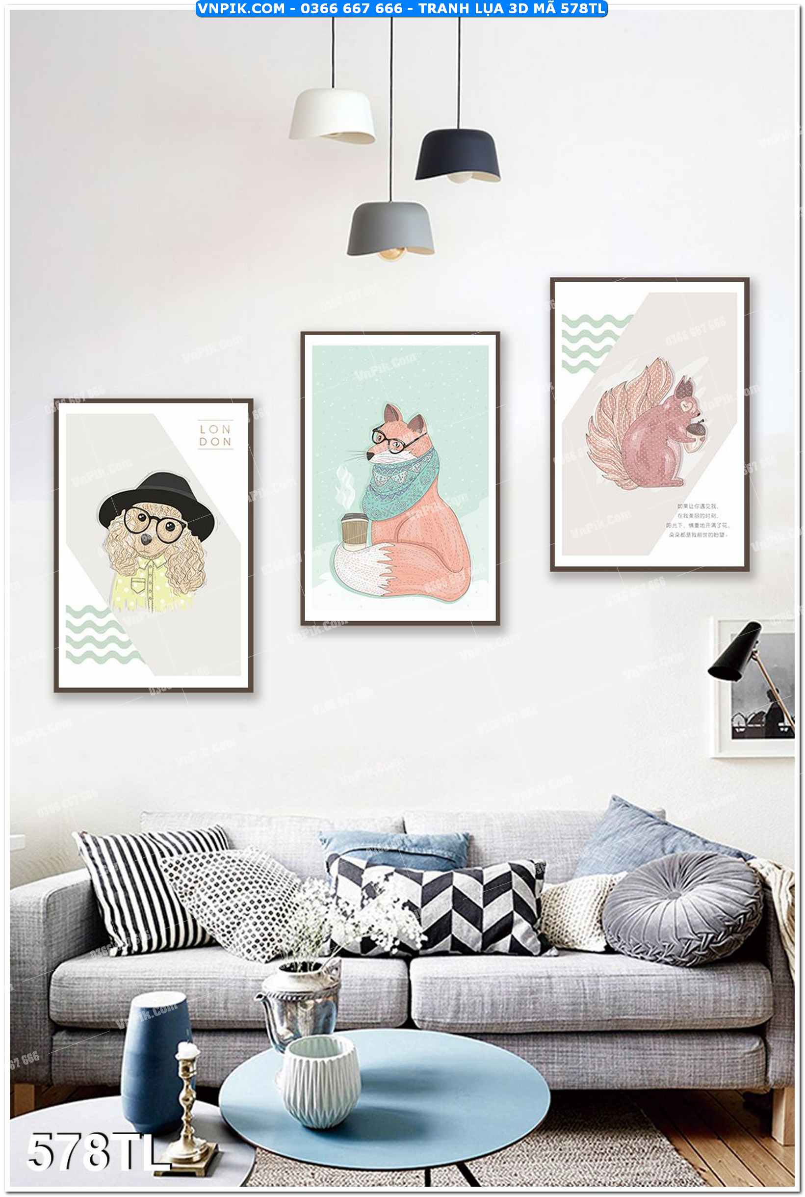 Tranh lụa 3D – Tranh trang trí dán tường 578TL