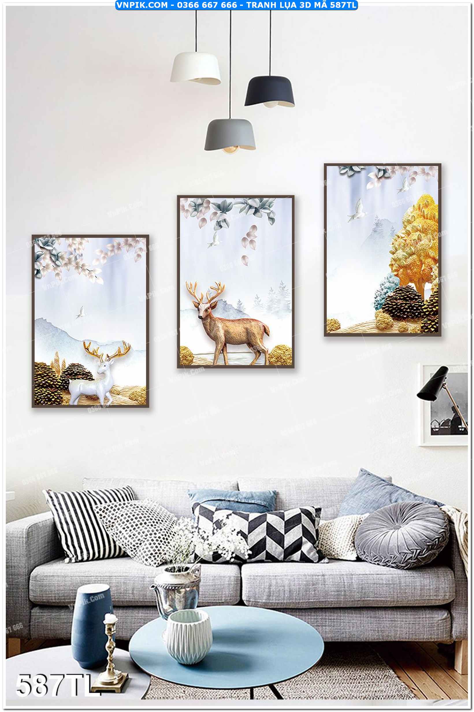 Tranh lụa 3D – Tranh trang trí dán tường 587TL