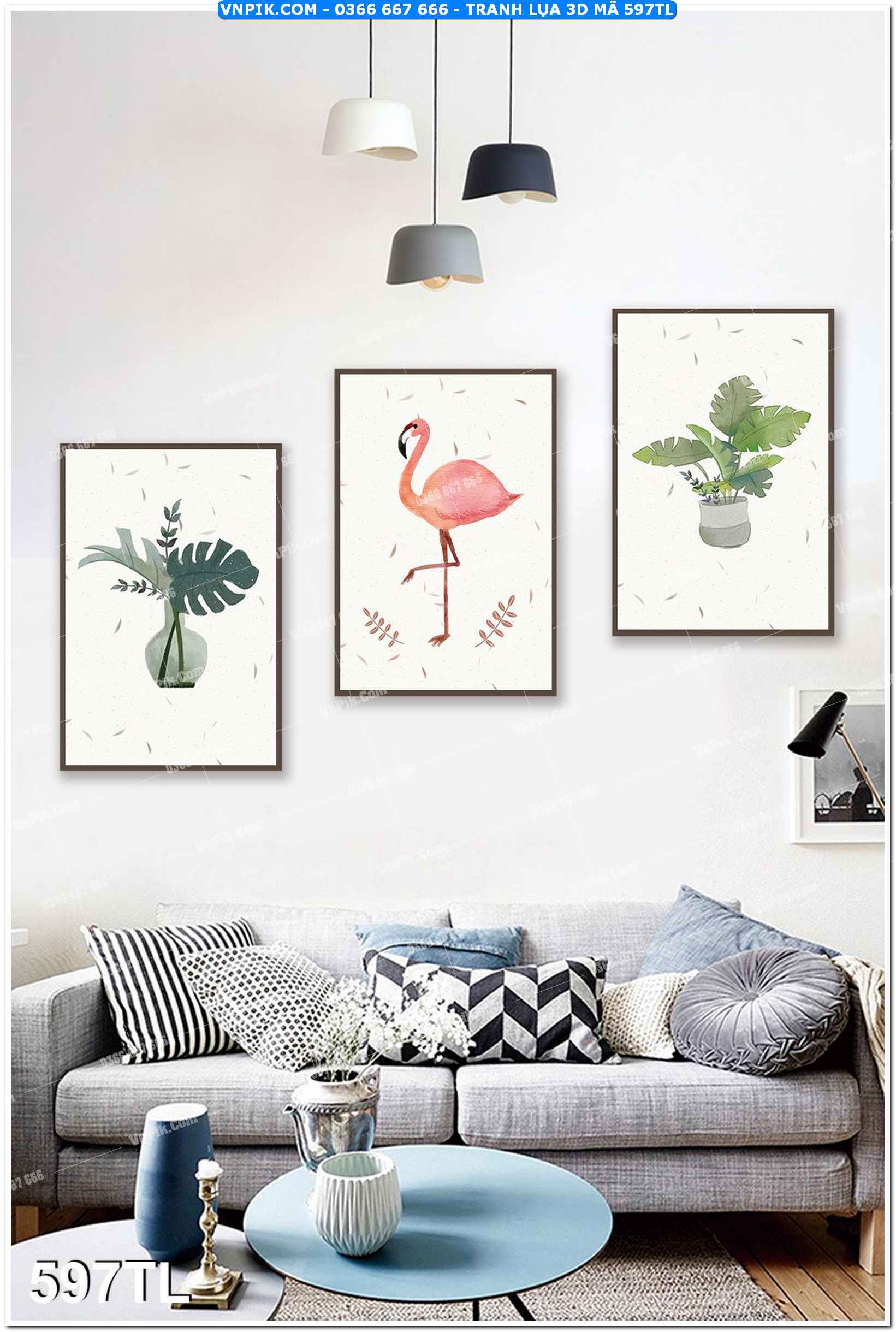 Tranh lụa 3D – Tranh trang trí dán tường 597TL