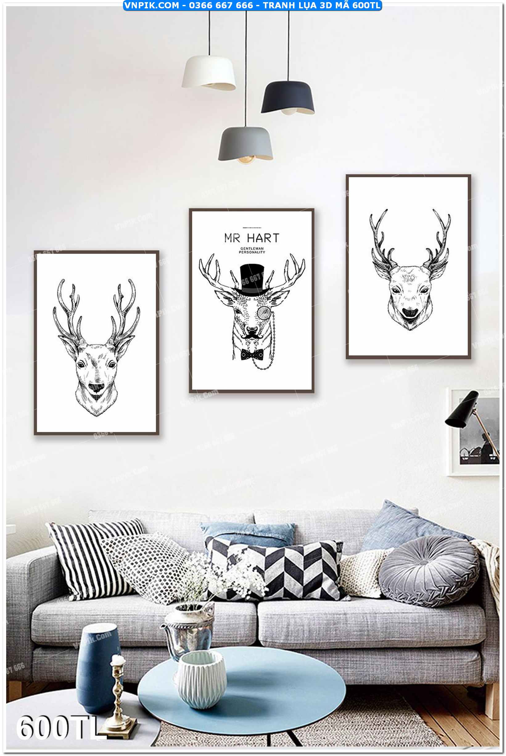 Tranh lụa 3D – Tranh trang trí dán tường 600TL