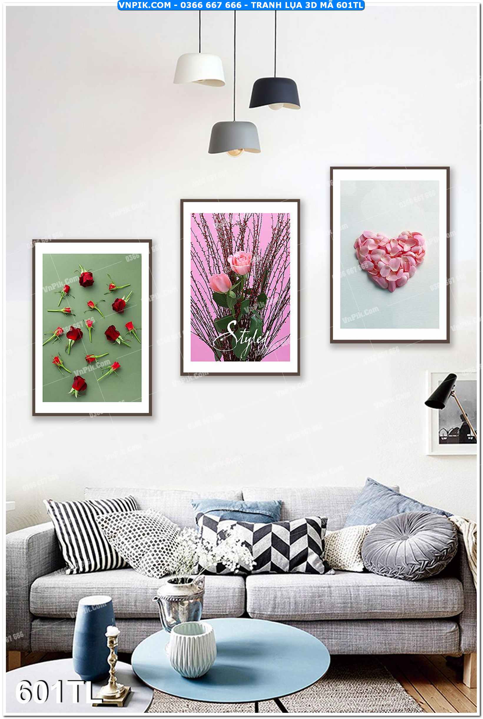 Tranh lụa 3D – Tranh trang trí dán tường 601TL