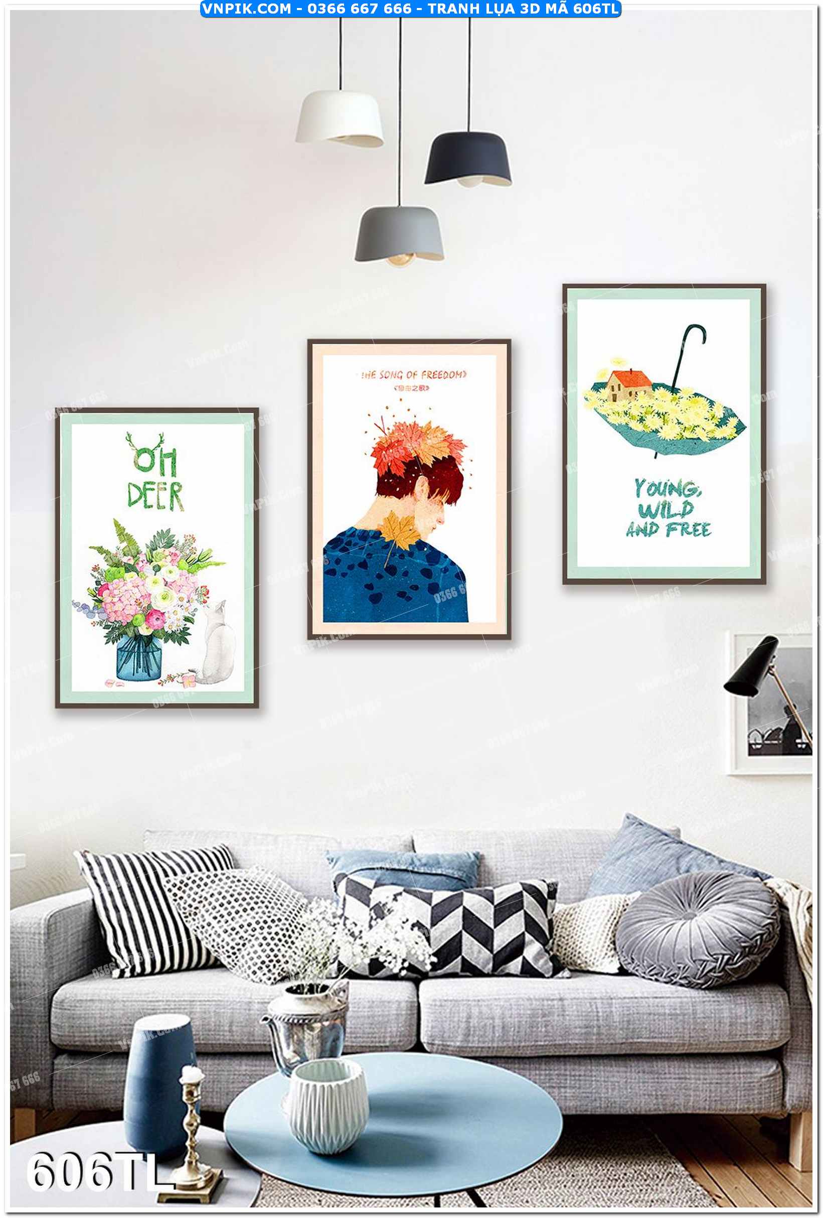 Tranh lụa 3D – Tranh trang trí dán tường 606TL