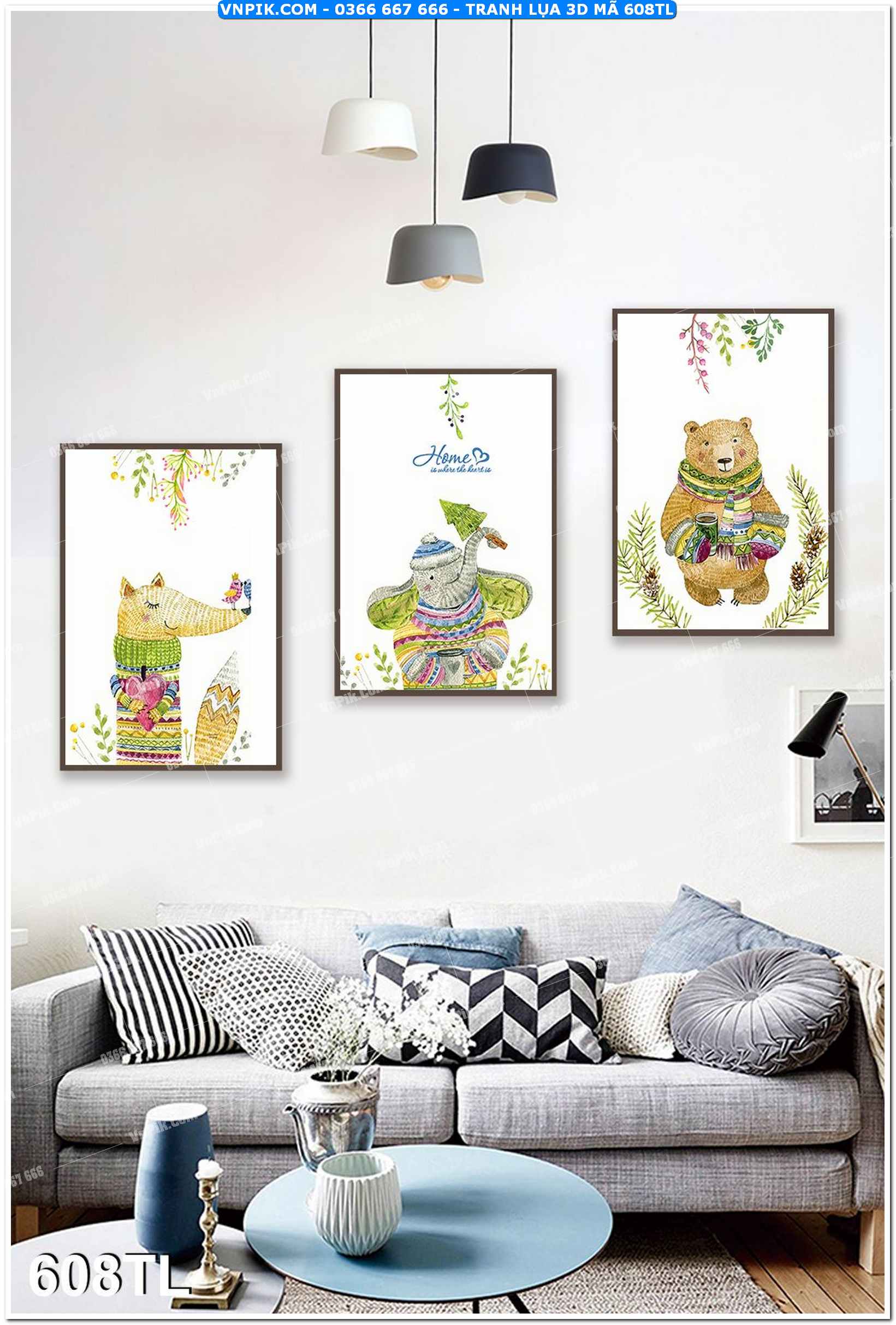 Tranh lụa 3D – Tranh trang trí dán tường 608TL