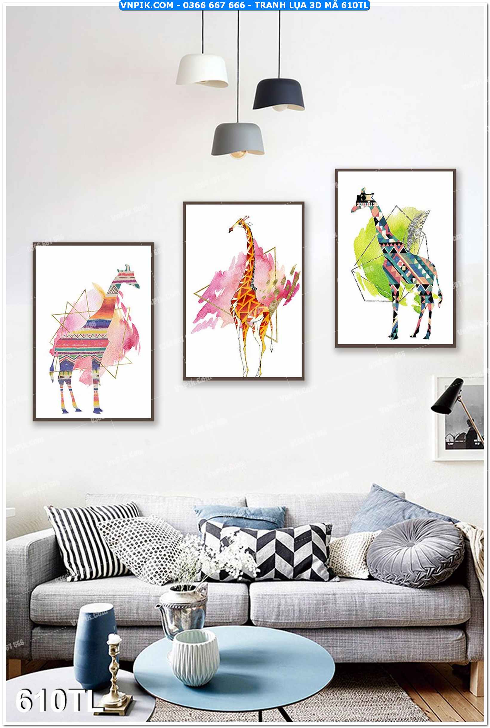 Tranh lụa 3D – Tranh trang trí dán tường 610TL