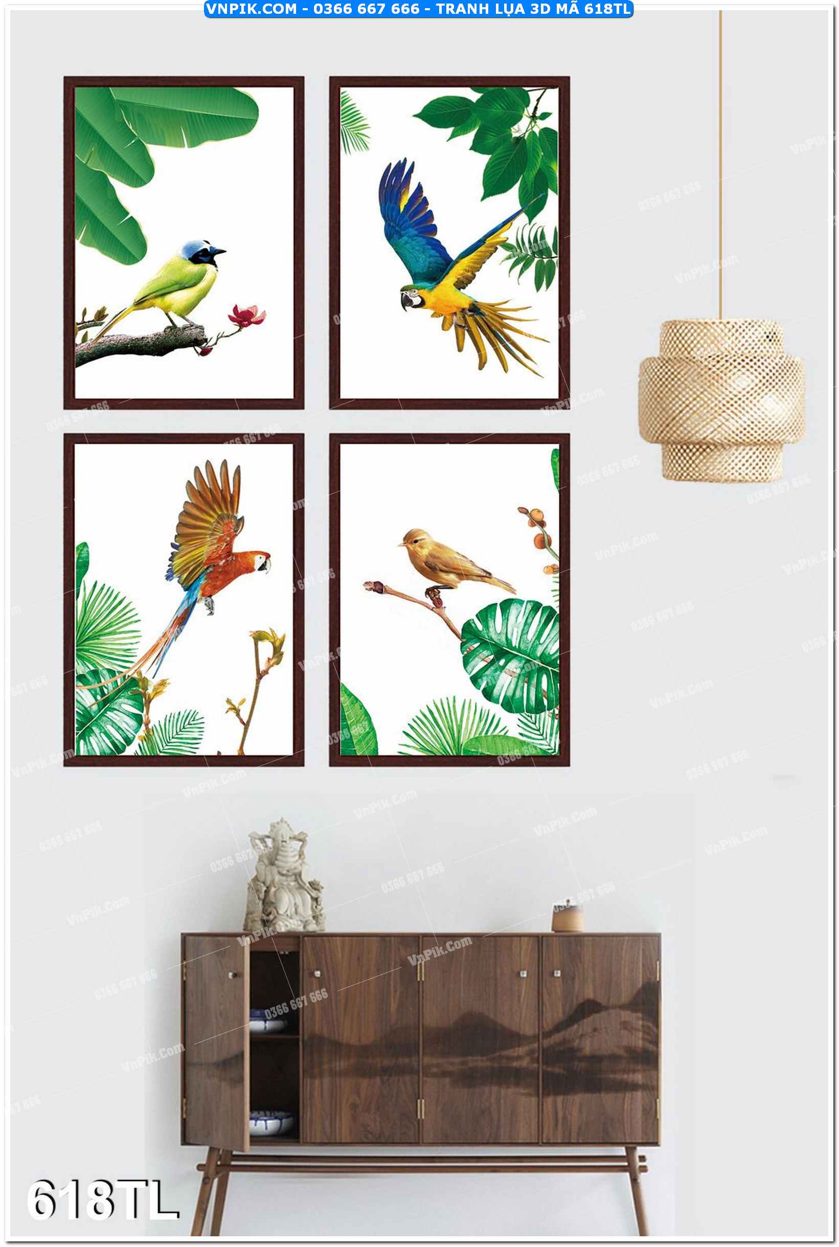 Tranh lụa 3D – Tranh trang trí dán tường 618TL