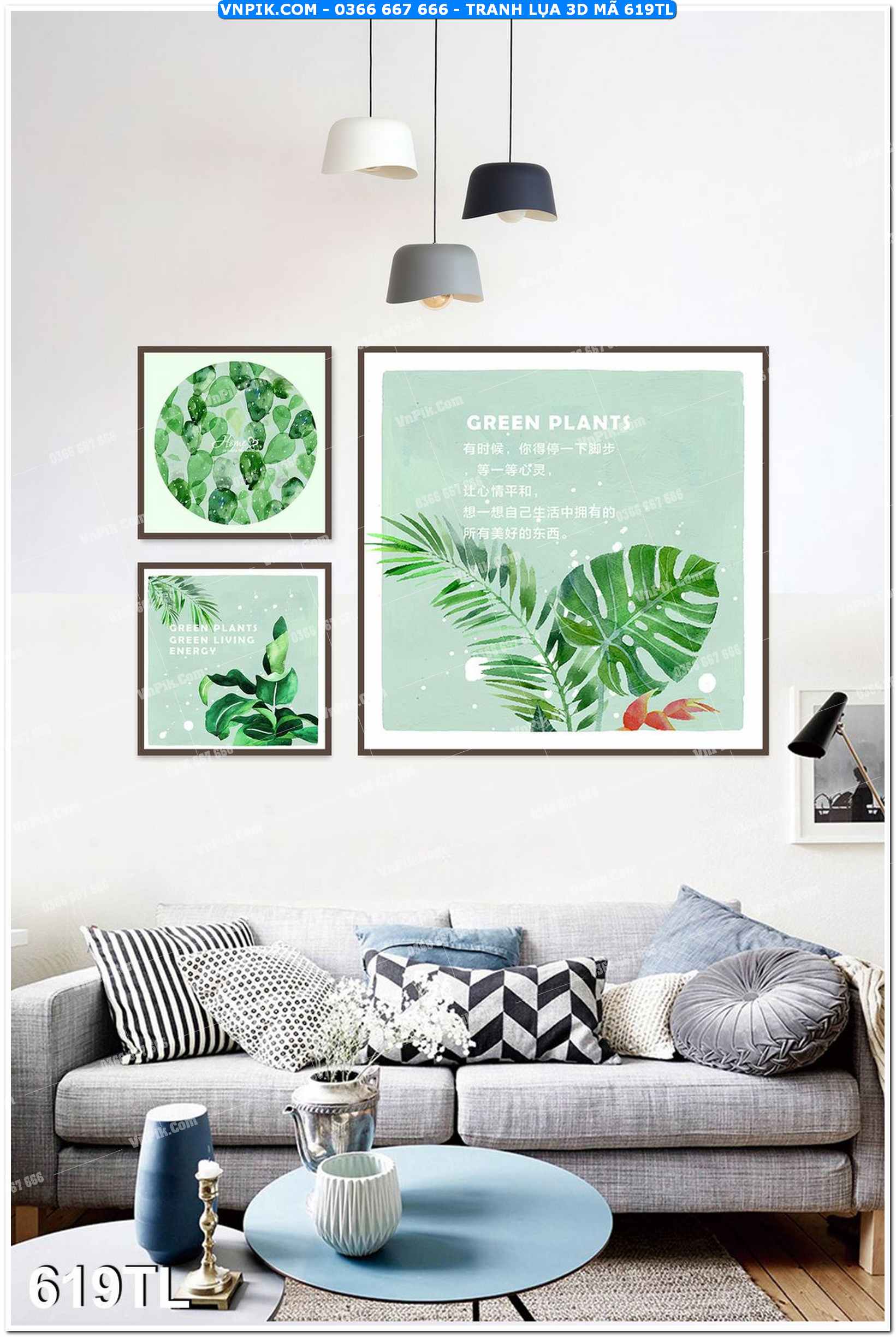 Tranh lụa 3D – Tranh trang trí dán tường 619TL