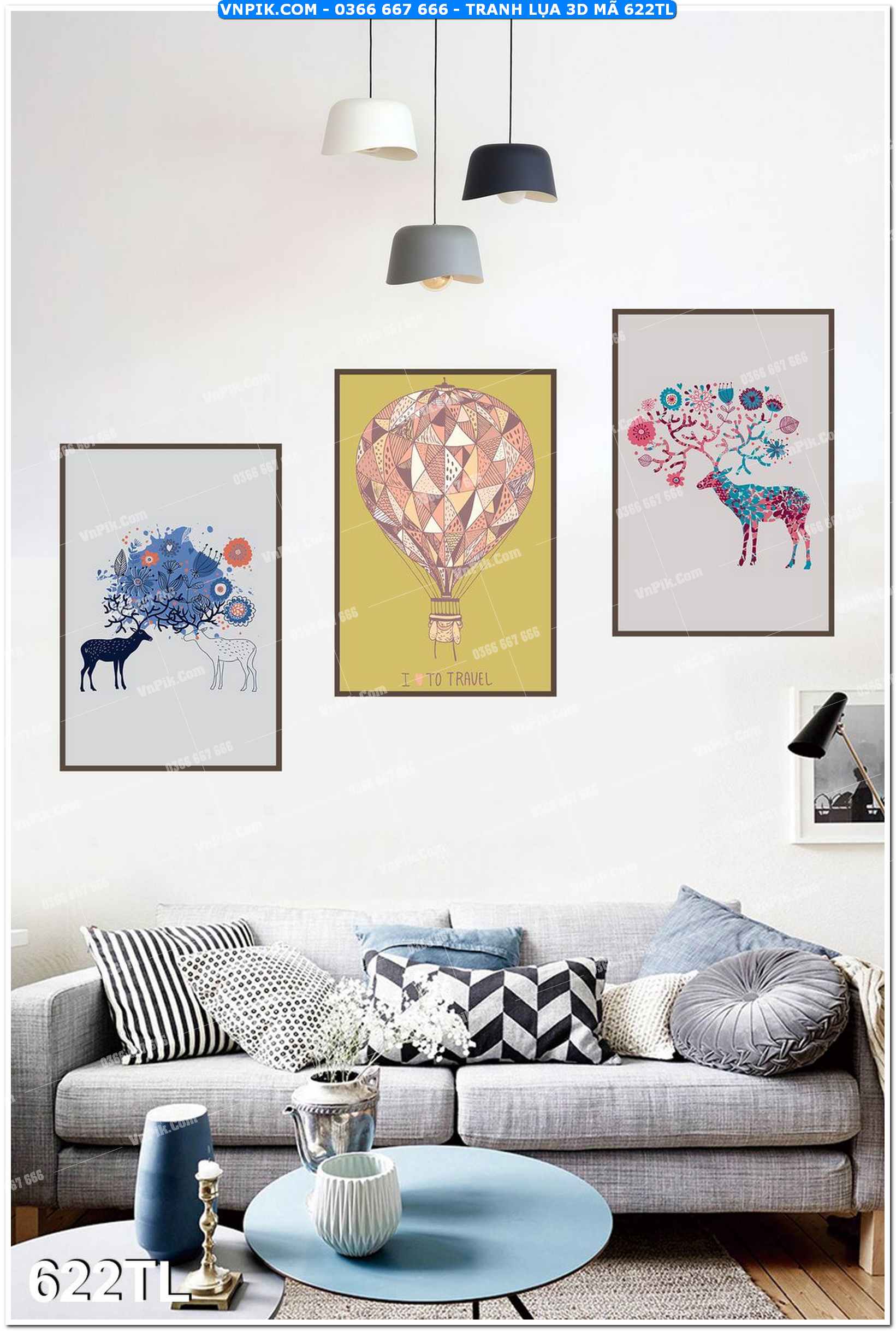 Tranh lụa 3D – Tranh trang trí dán tường 622TL