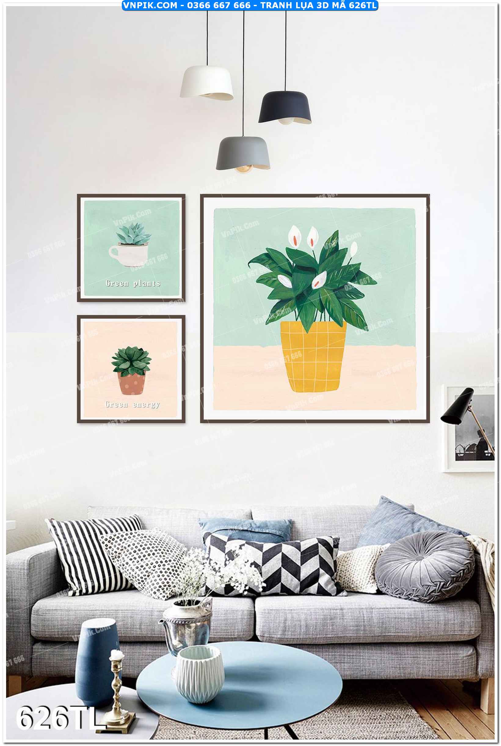 Tranh lụa 3D – Tranh trang trí dán tường 626TL