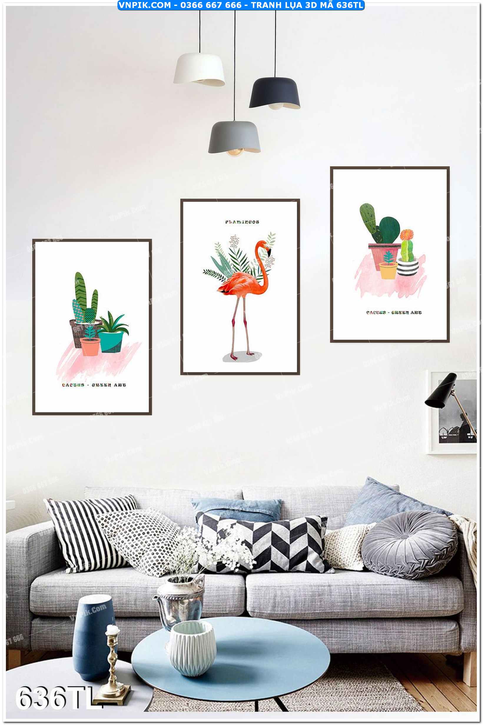 Tranh lụa 3D – Tranh trang trí dán tường 636TL