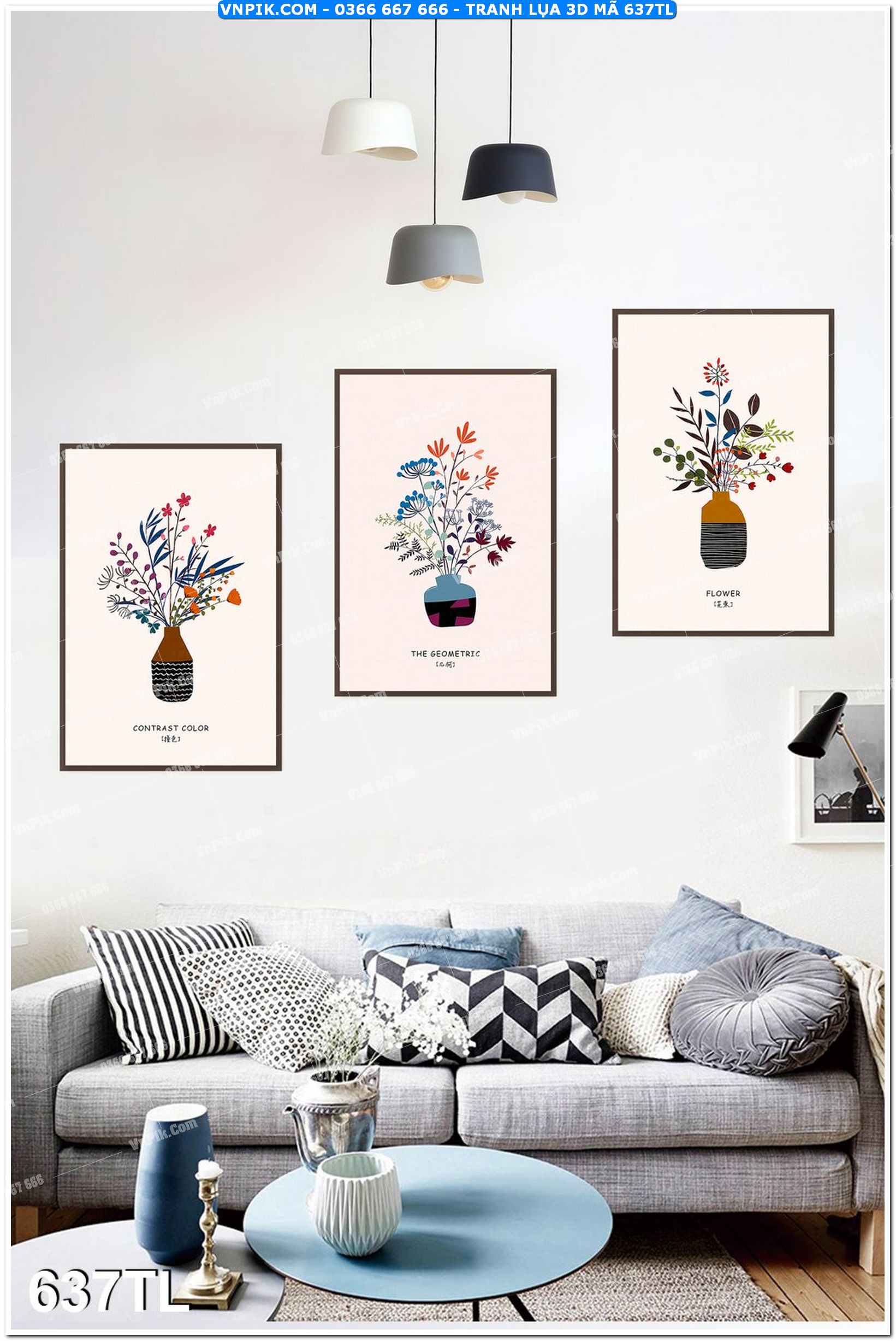 Tranh lụa 3D – Tranh trang trí dán tường 637TL