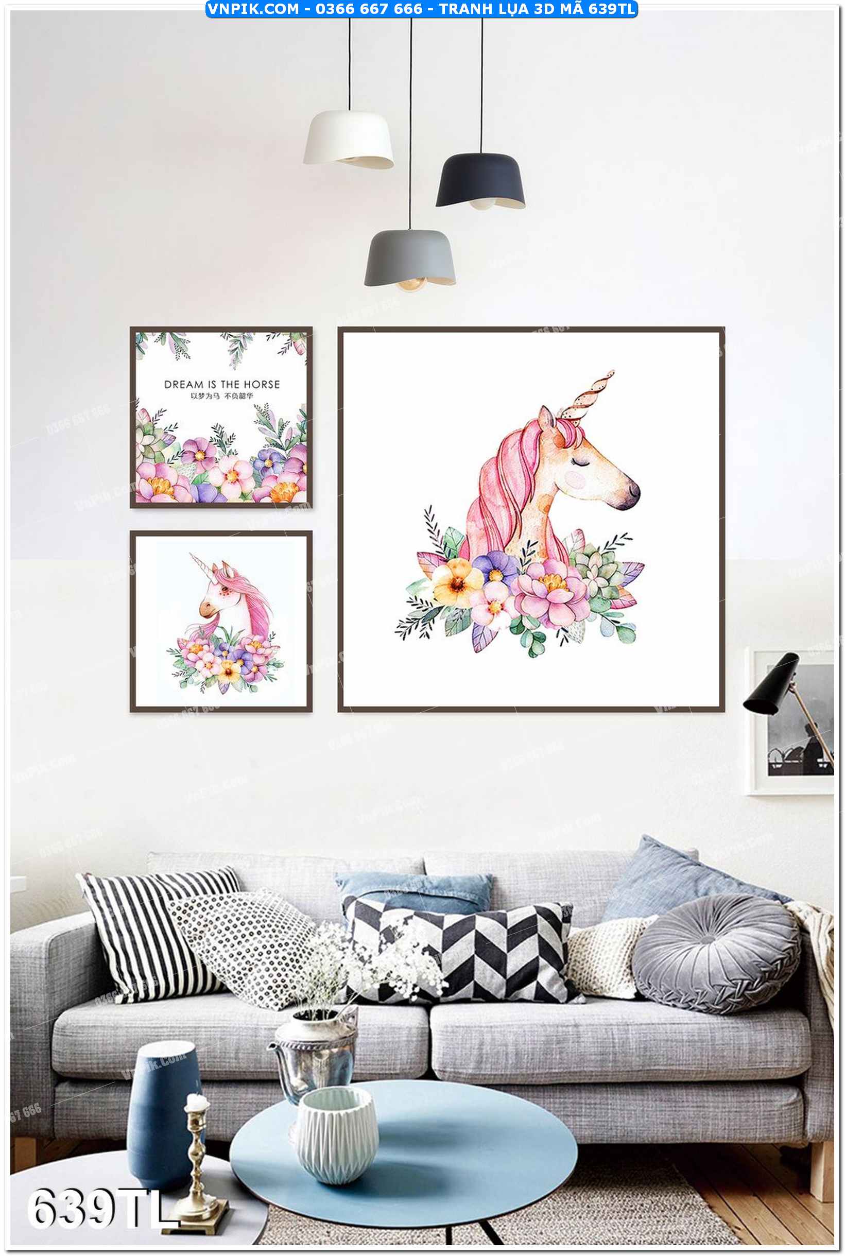 Tranh lụa 3D – Tranh trang trí dán tường 639TL