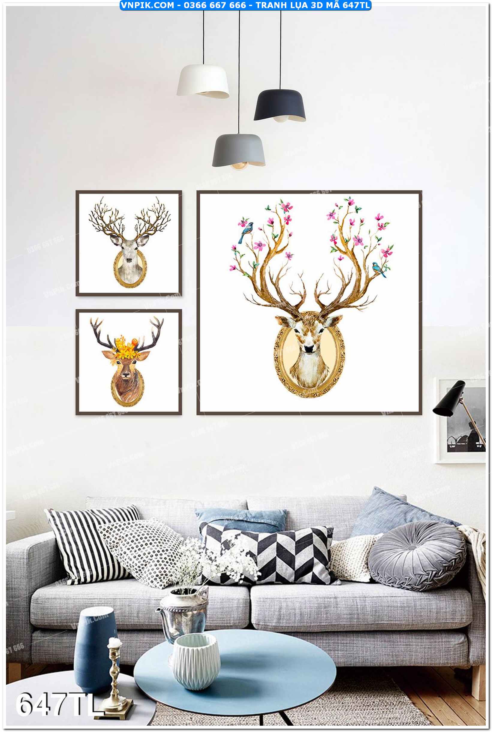 Tranh lụa 3D – Tranh trang trí dán tường 647TL