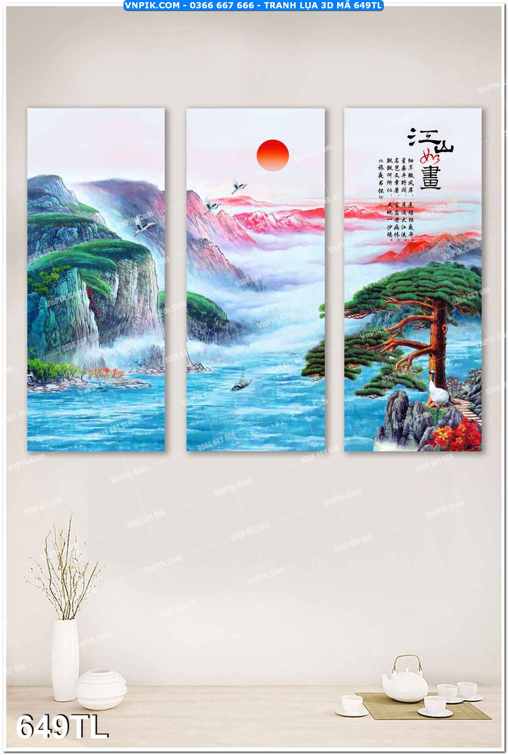 Tranh lụa 3D – Tranh trang trí dán tường 649TL