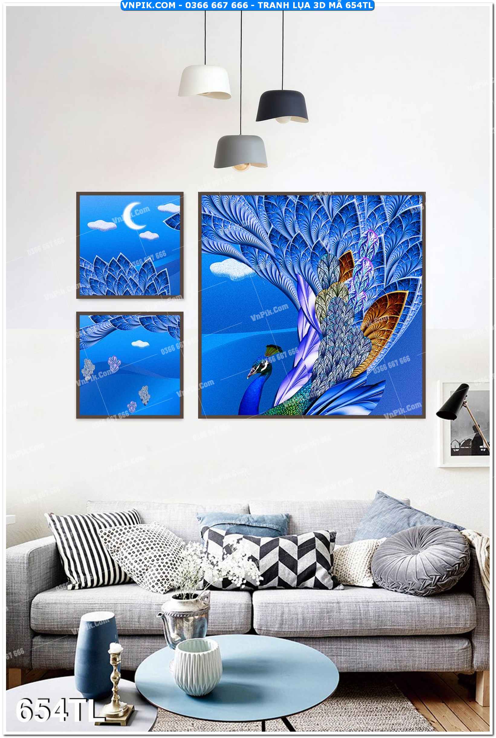 Tranh lụa 3D – Tranh trang trí dán tường 654TL