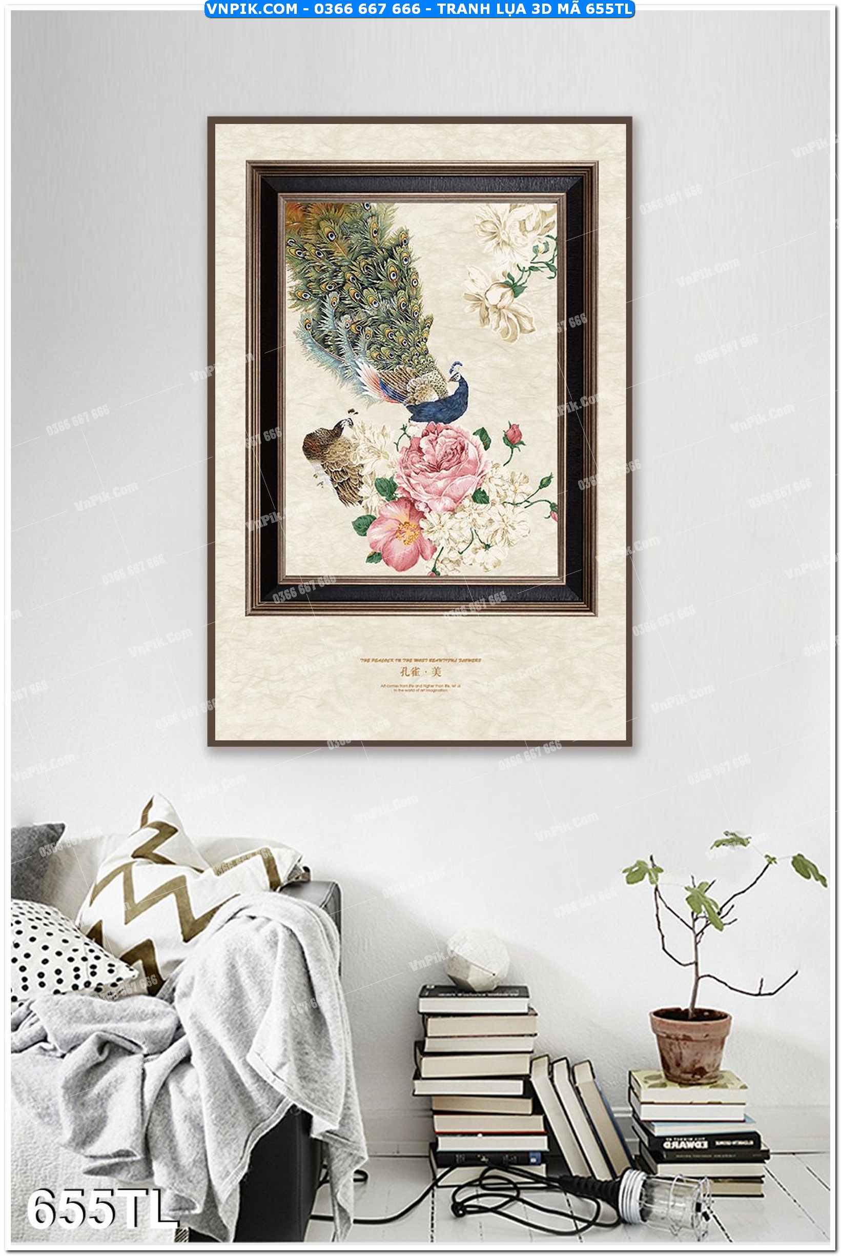 Tranh lụa 3D – Tranh trang trí dán tường 655TL