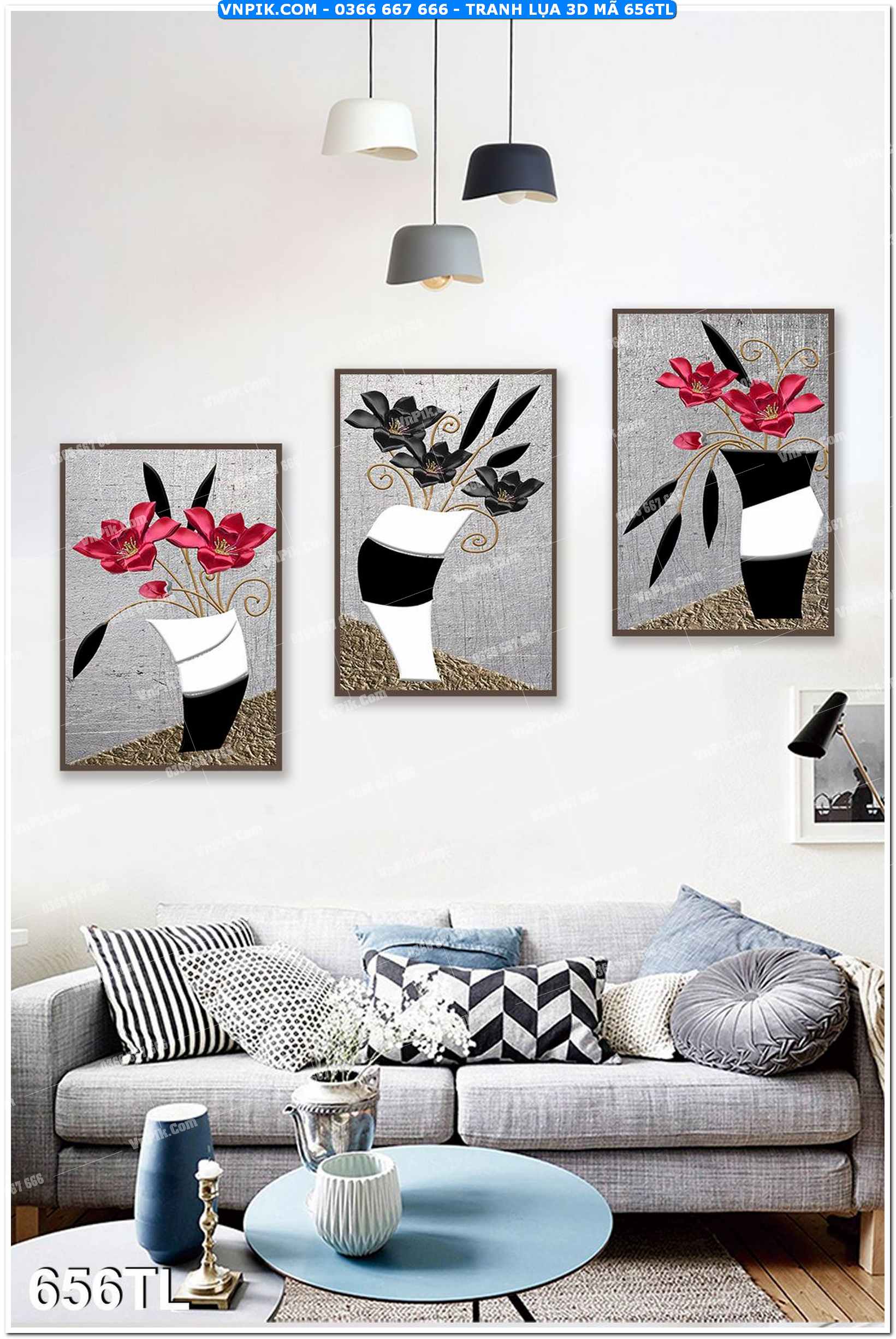 Tranh lụa 3D – Tranh trang trí dán tường 656TL