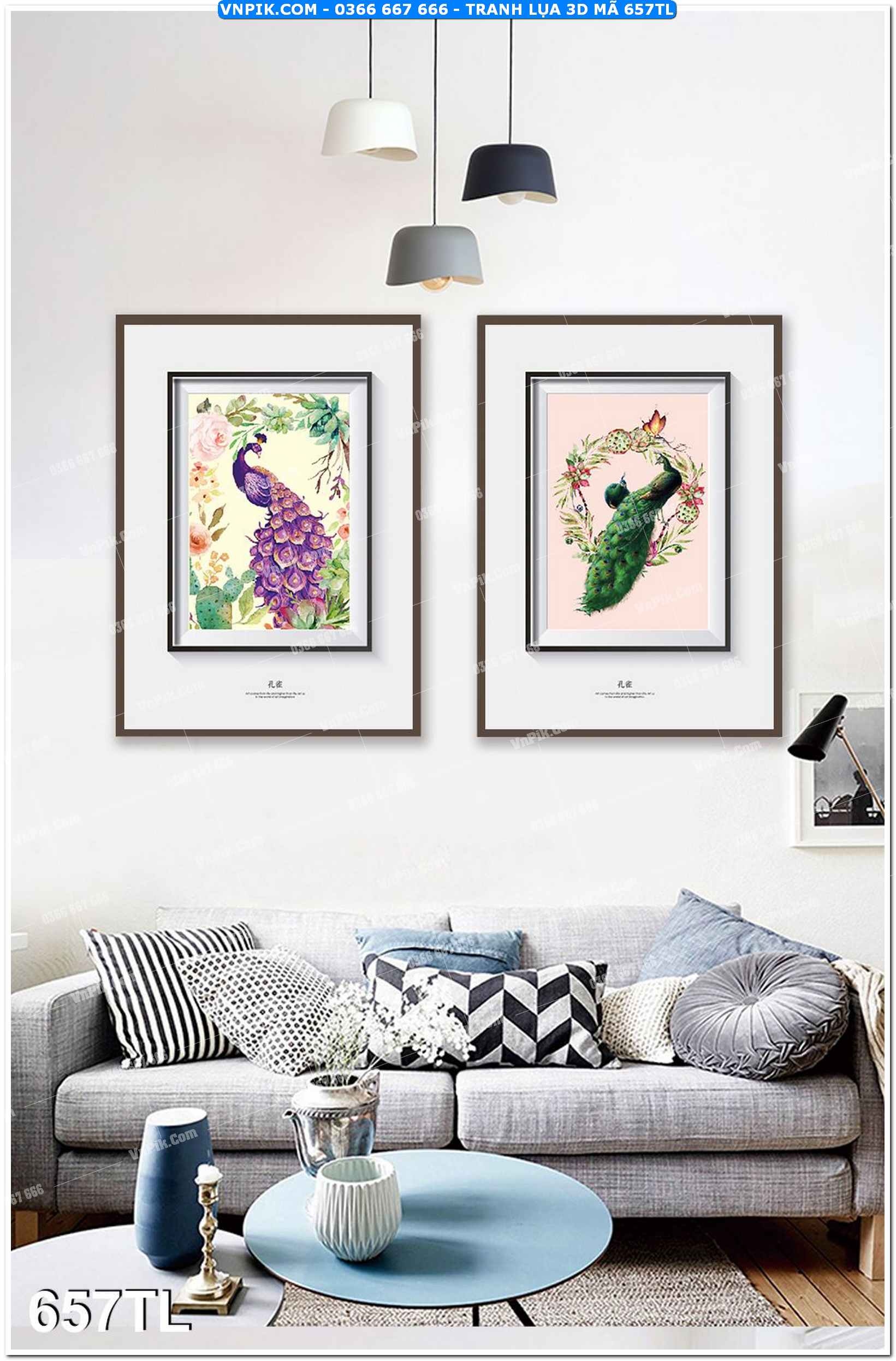 Tranh lụa 3D – Tranh trang trí dán tường 657TL