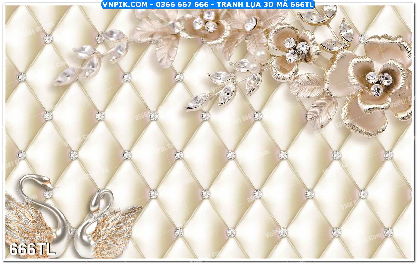 Tranh lụa 3D – Tranh trang trí dán tường 666TL