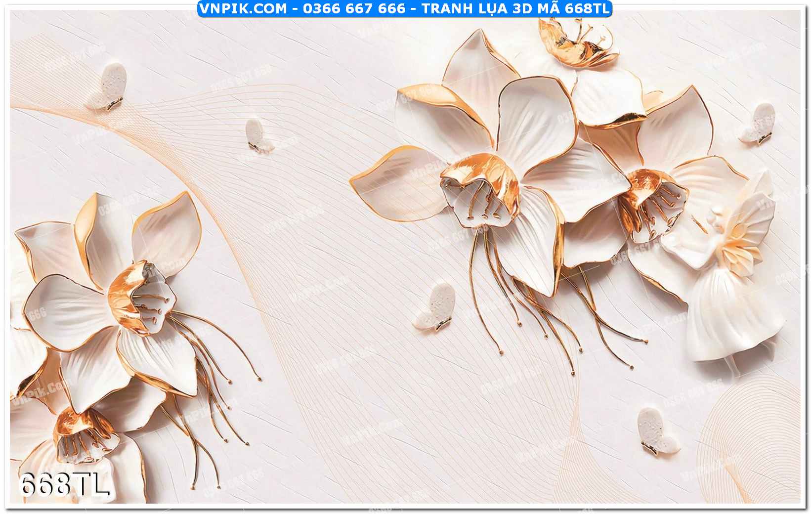 Tranh lụa 3D – Tranh trang trí dán tường 668TL