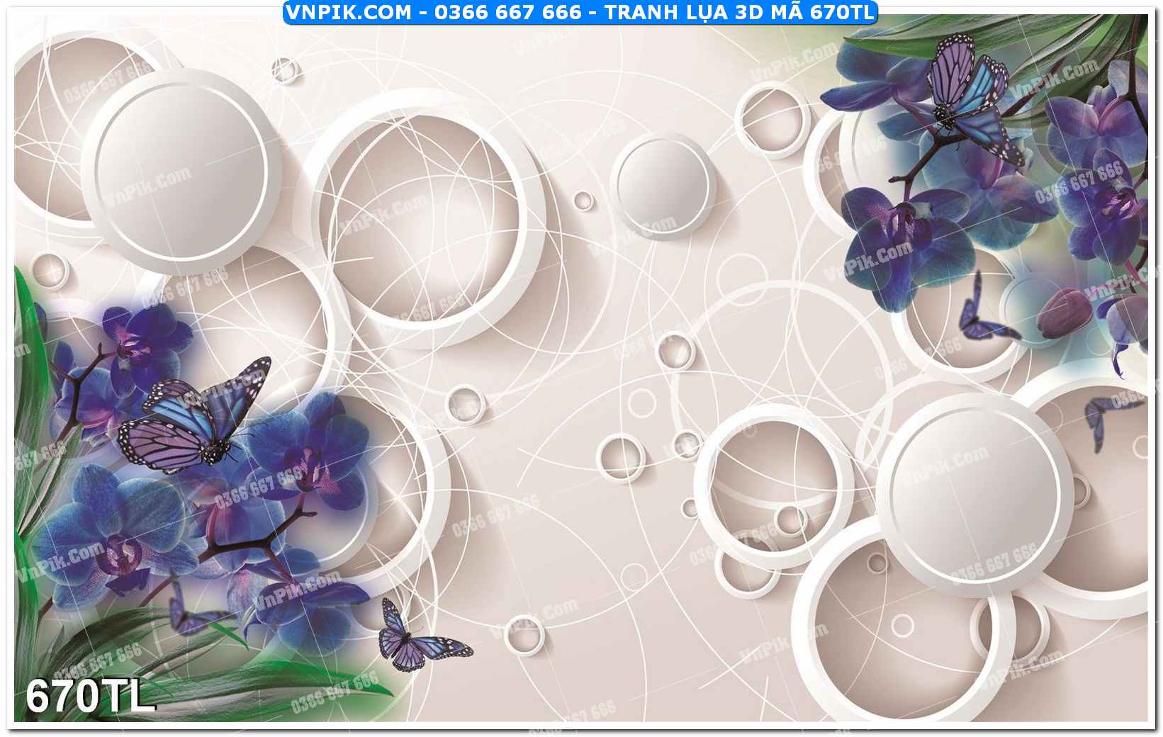 Tranh lụa 3D – Tranh trang trí dán tường 670TL